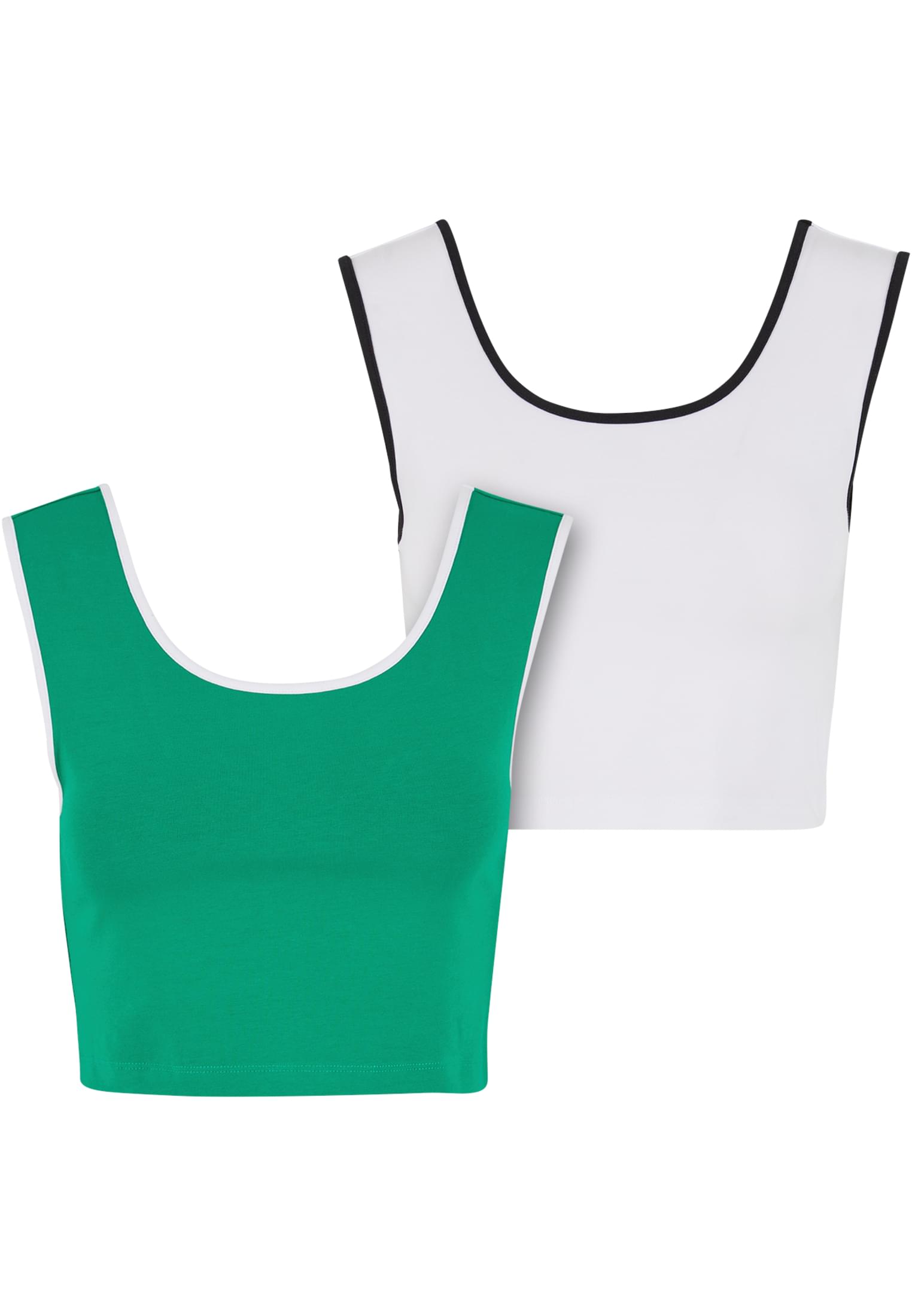 Cropped Top Ladies Contrast με Slim-Fit Σιλουέτα Tb7486A-20665 Urban Classics Froggreen White+White Black γυναικεία Μπλούζες Simple Wear
