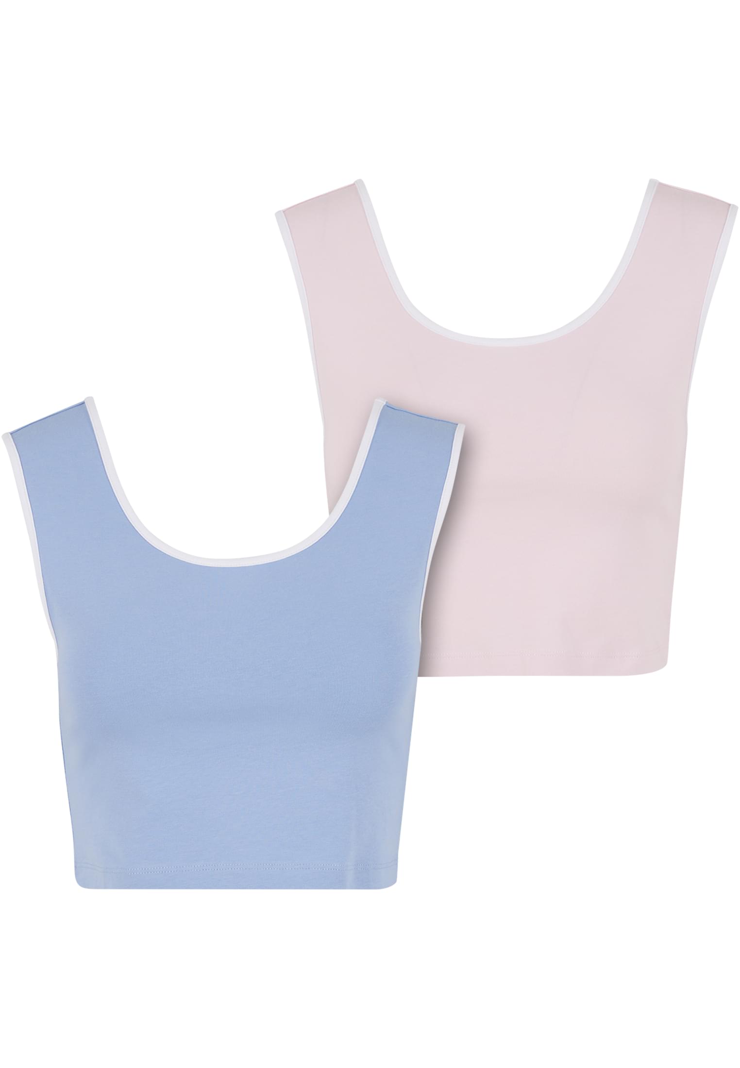 Cropped Top Ladies Contrast με Slim-Fit Σιλουέτα Tb7486A-20666 Urban Classics Powderblue White+Blushedrose White γυναικεία Μπλούζες Simple Wear
