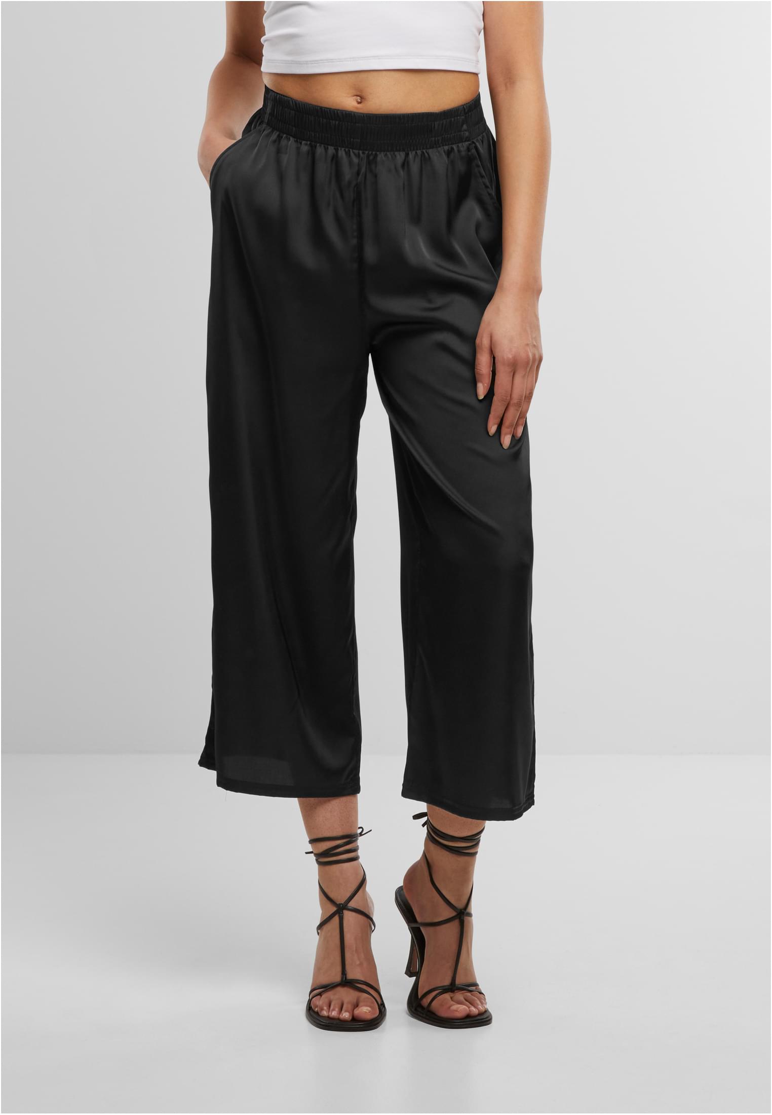 Γυναικεία παντελόνια culottes Ladies Satin Wide Leg με ελαστική μέση TB7488-00007 Urban Classics black