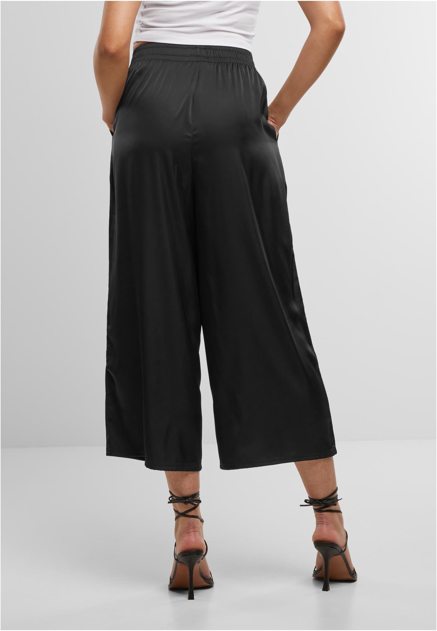 Γυναικεία παντελόνια culottes Ladies Satin Wide Leg με ελαστική μέση TB7488-00007 Urban Classics black