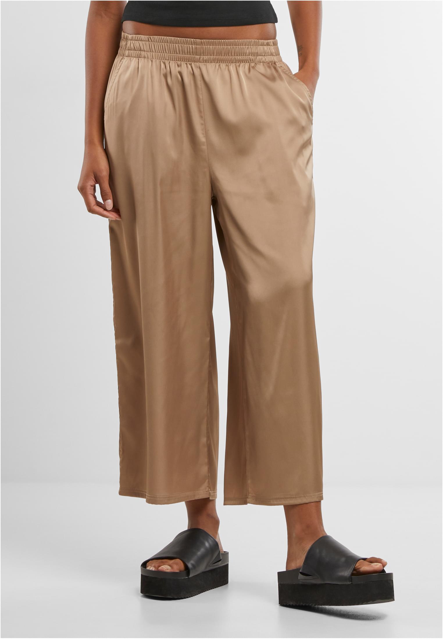 Γυναικεία παντελόνια culottes Ladies Satin Wide Leg με ελαστική μέση TB7488-03257 Urban Classics softtaupe