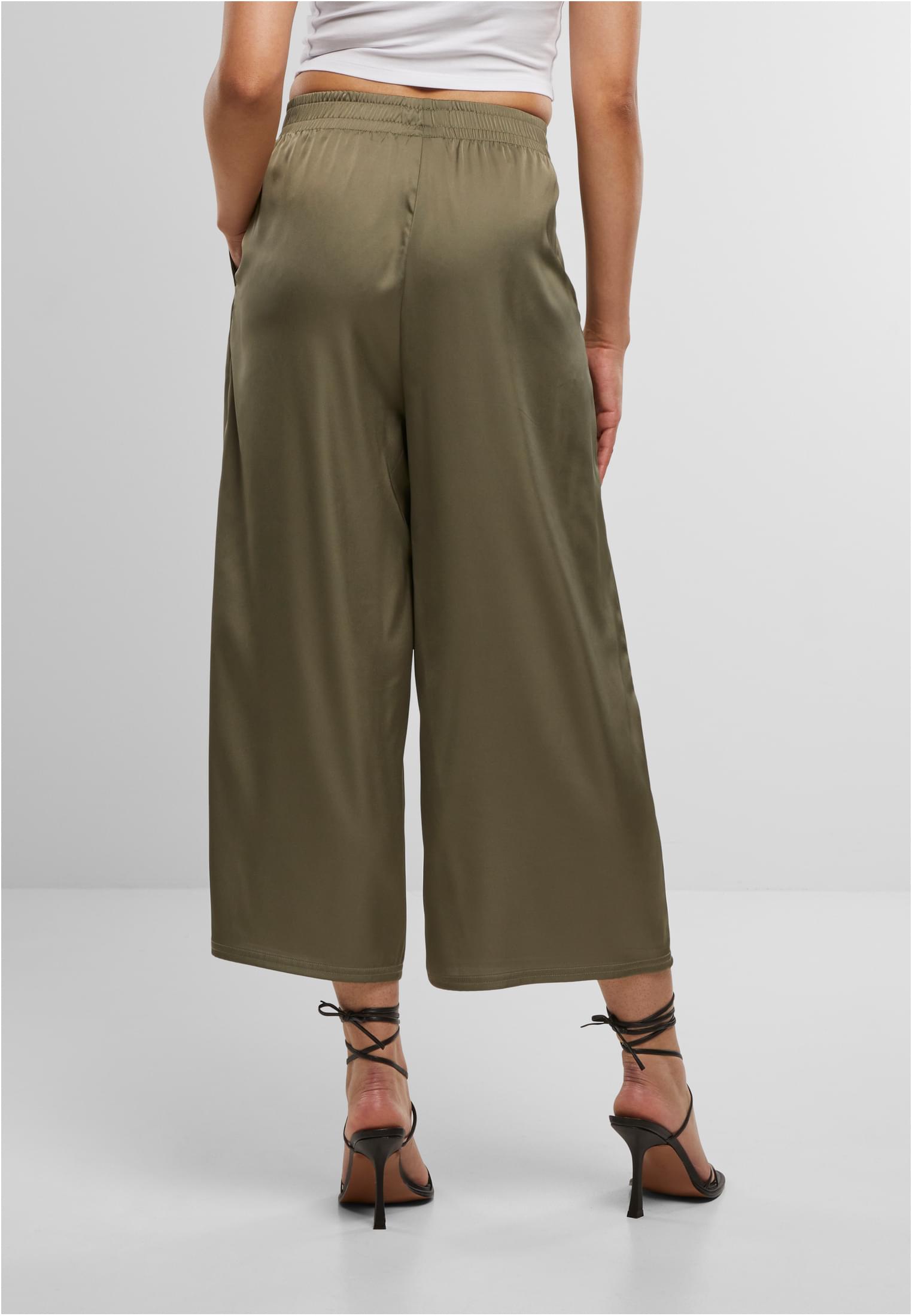 Γυναικεία παντελόνια culottes Ladies Satin Wide Leg με ελαστική μέση TB7488-18328 Urban Classics paleolive