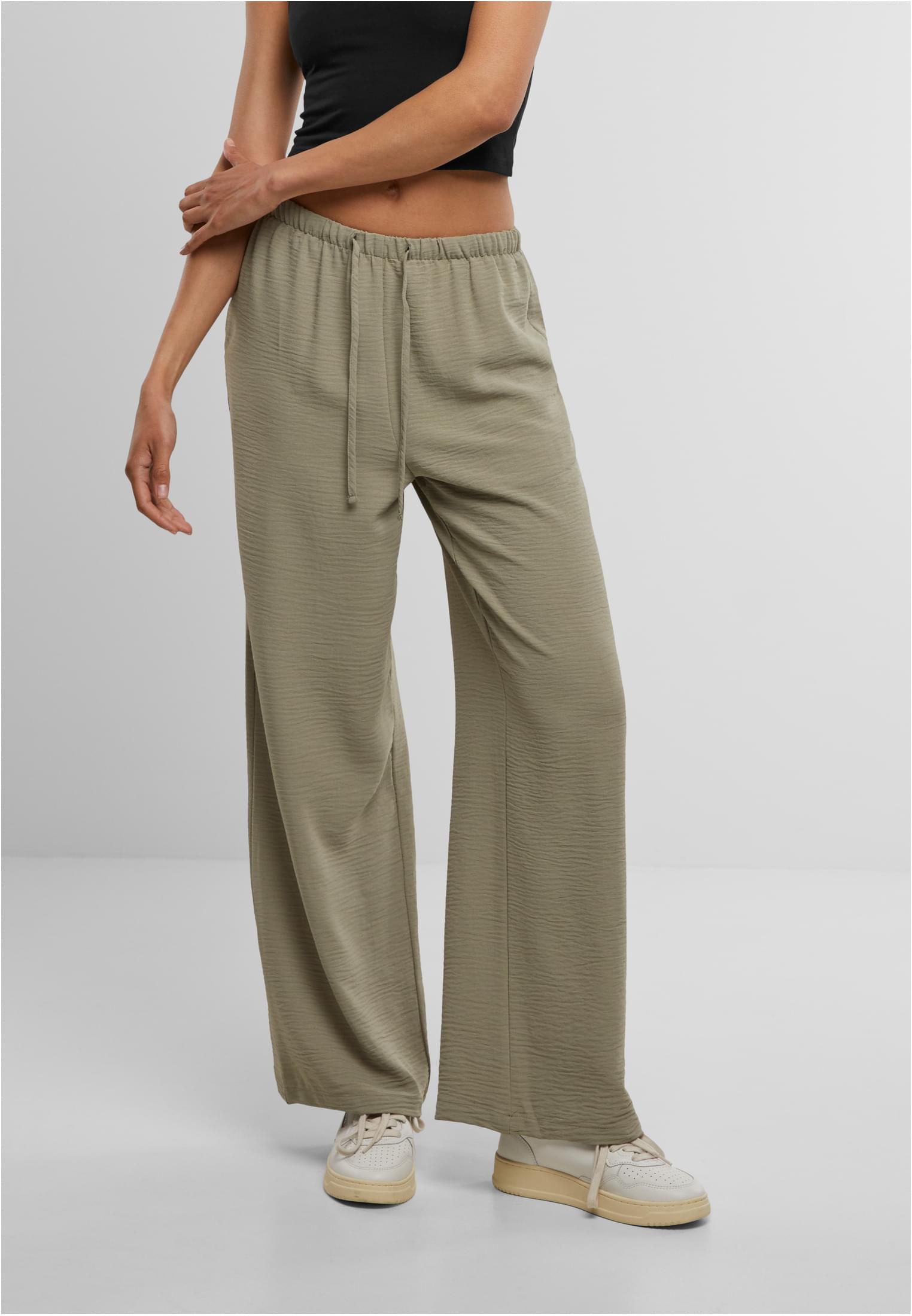 Γυναικείες structured wide-leg παντελόνες με ψηλή μέση TB7500-18328 Urban Classics paleolive