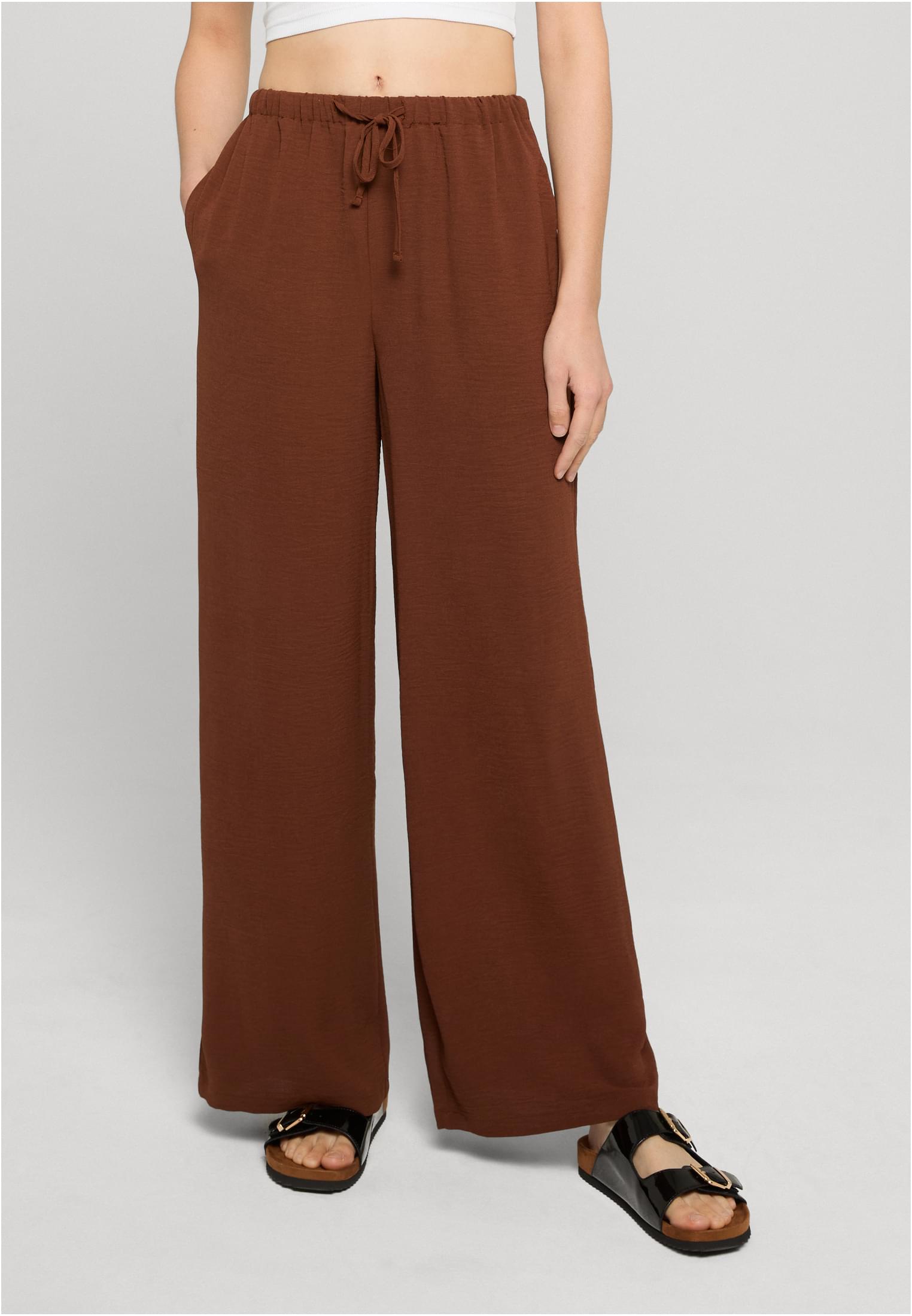 Γυναικείες structured wide-leg παντελόνες με ψηλή μέση TB7500-21859 Urban Classics cinnamonbrown