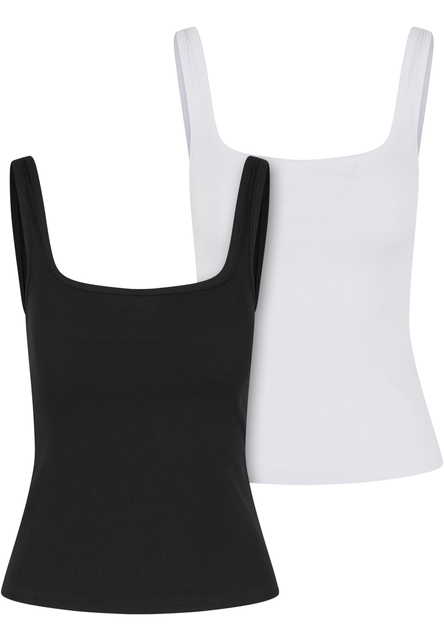 Γυναικείο Αμάνικο Top Ladies Wide Neck Rib 2-Pack με Τετράγωνη Λαιμόκοψη Tb7513A-03102 Urban Classics Black+White γυναικεία Μπλούζες Simple Wear