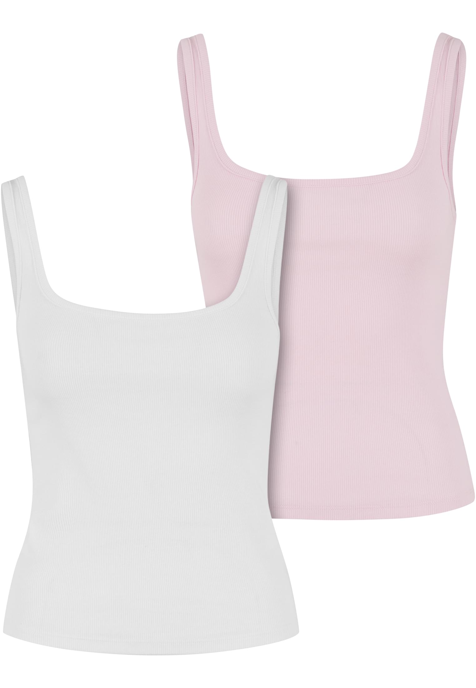 Γυναικείο Αμάνικο Top Ladies Wide Neck Rib 2-Pack με Τετράγωνη Λαιμόκοψη Tb7513A-20669 Urban Classics White+Blushedrose γυναικεία Μπλούζες Simple Wear