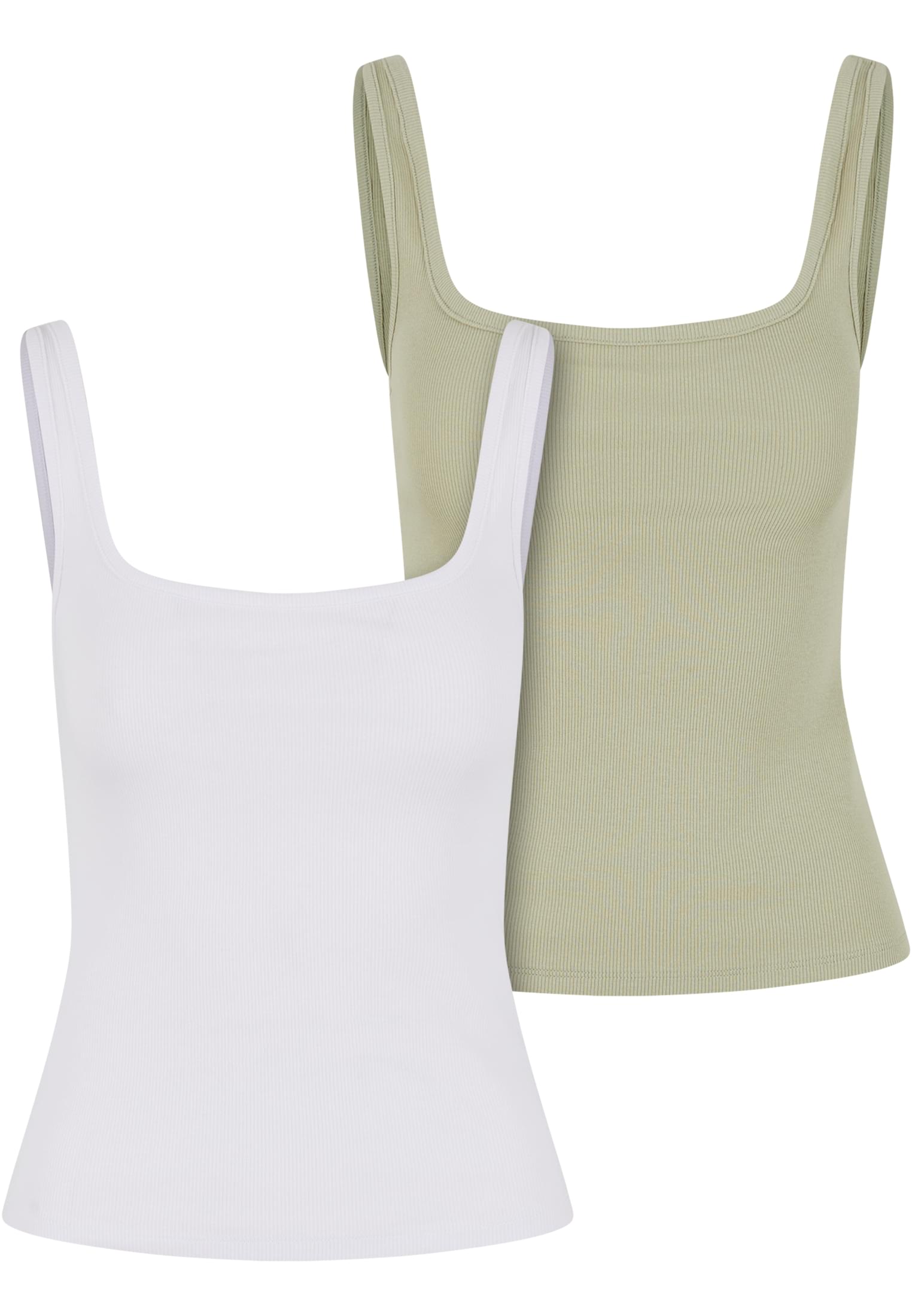 Γυναικείο Αμάνικο Top Ladies Wide Neck Rib 2-Pack με Τετράγωνη Λαιμόκοψη Tb7513A-20670 Urban Classics White+Softsalvia γυναικεία Μπλούζες Simple Wear