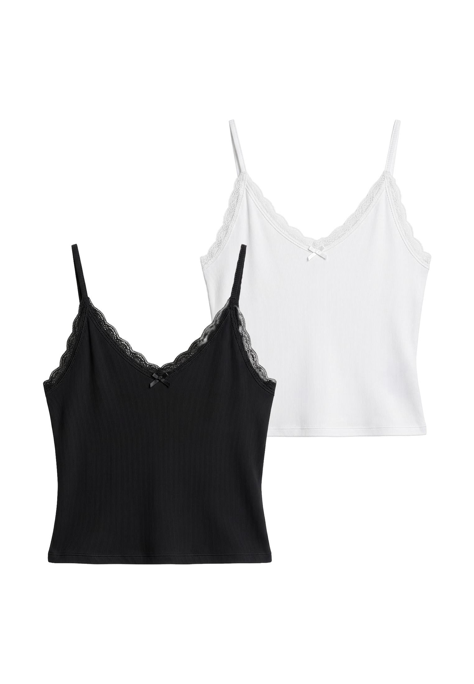 Γυναικείο Τοπ V-Neck Lace Top 2-Pack με Λεπτομέρεια Δαντέλας Tb7514A-20671 Urban Classics Black+Offwhite γυναικεία Μπλούζες Simple Wear