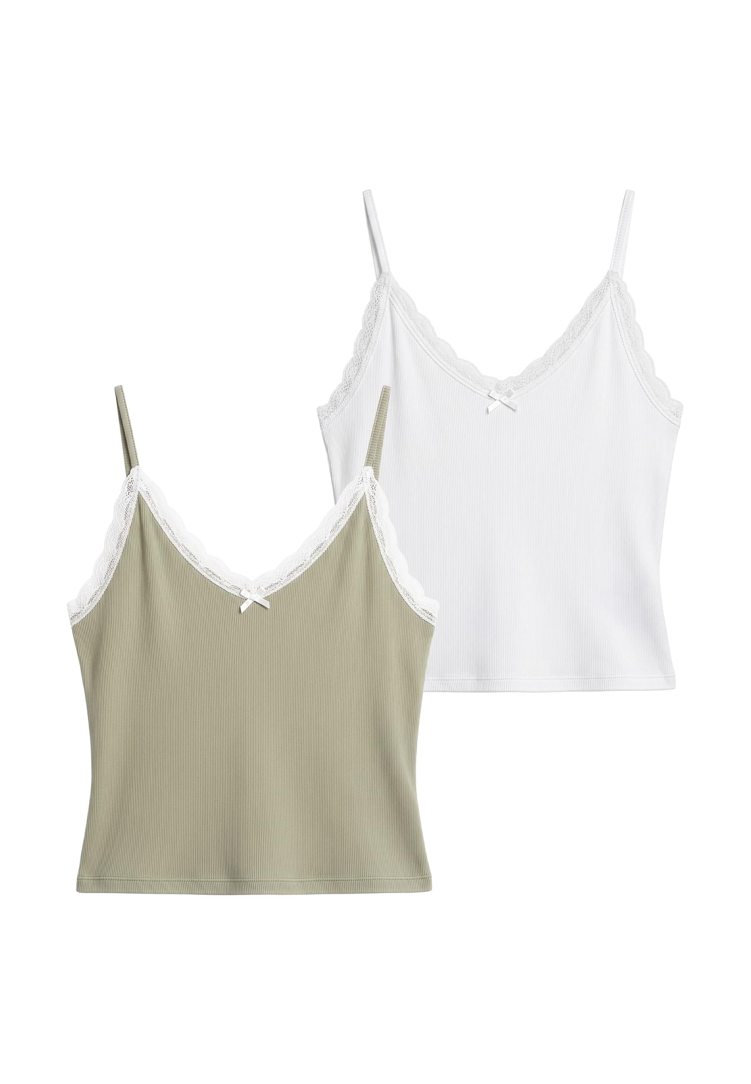 Γυναικείο Τοπ V-Neck Lace Top 2-Pack με Λεπτομέρεια Δαντέλας Tb7514A-20673 Urban Classics Paleolive+Offwhite γυναικεία Μπλούζες Simple Wear