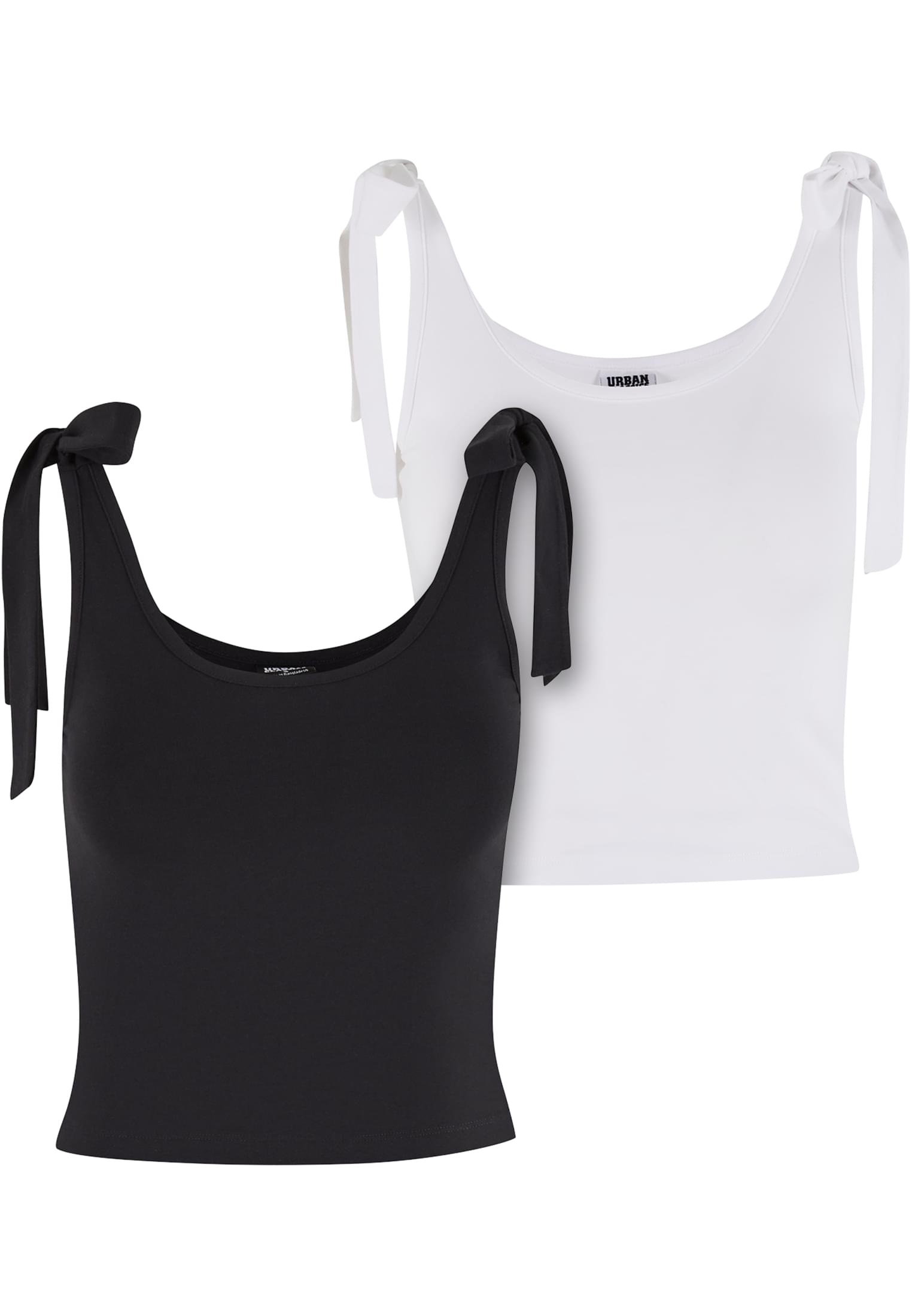 Γυναικείο Μπλουζάκι Tied Basic Jersey Top 2-Pack με Ρυθμιζόμενες Τιράντες Tb7520A-00826 Urban Classics Black White γυναικεία Μπλούζες Simple Wear
