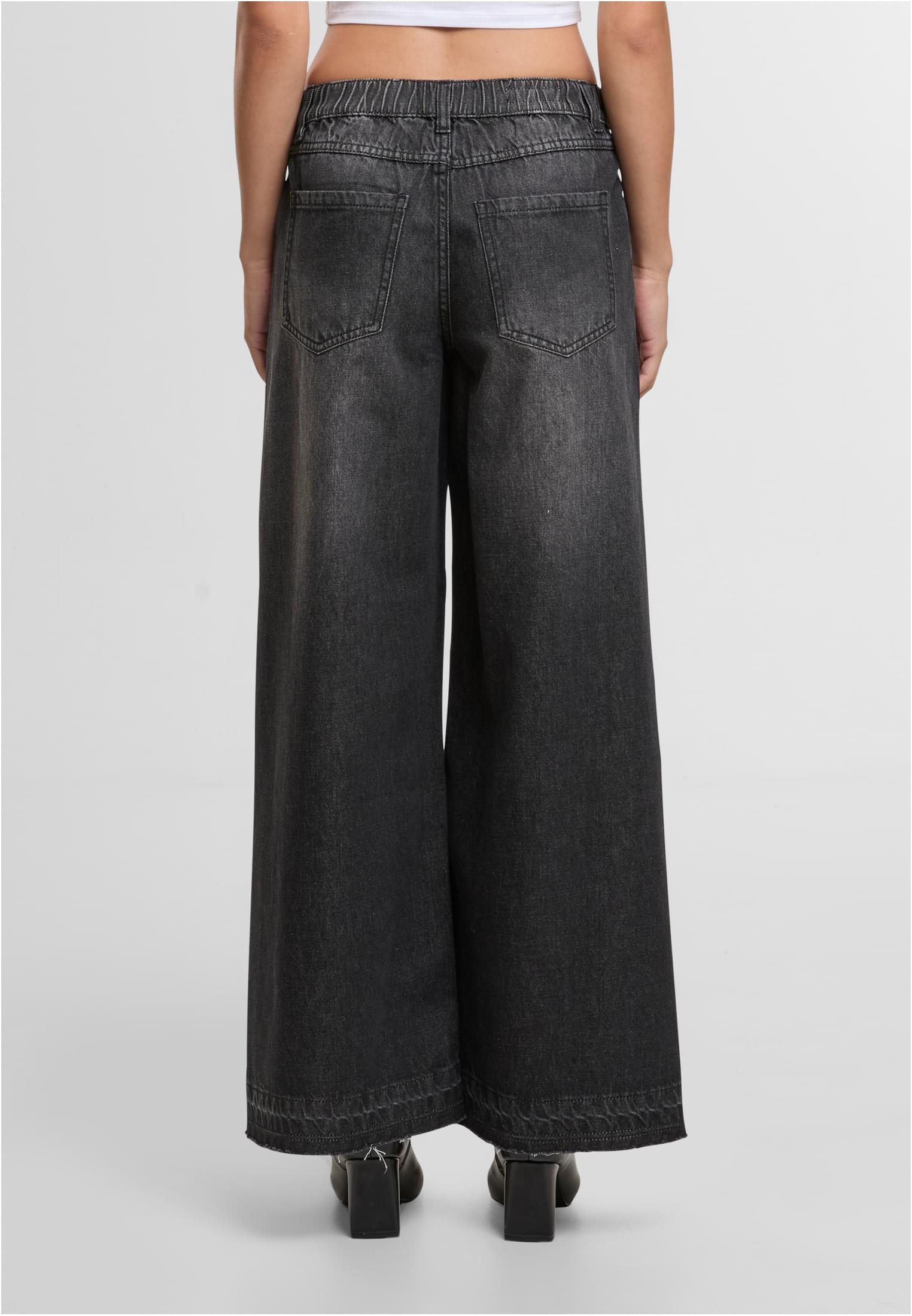 Φαρδιά γραμμή jeans Ladies Wide Leg Denim με ελαστική μέση TB7712-00709 Urban Classics black washed