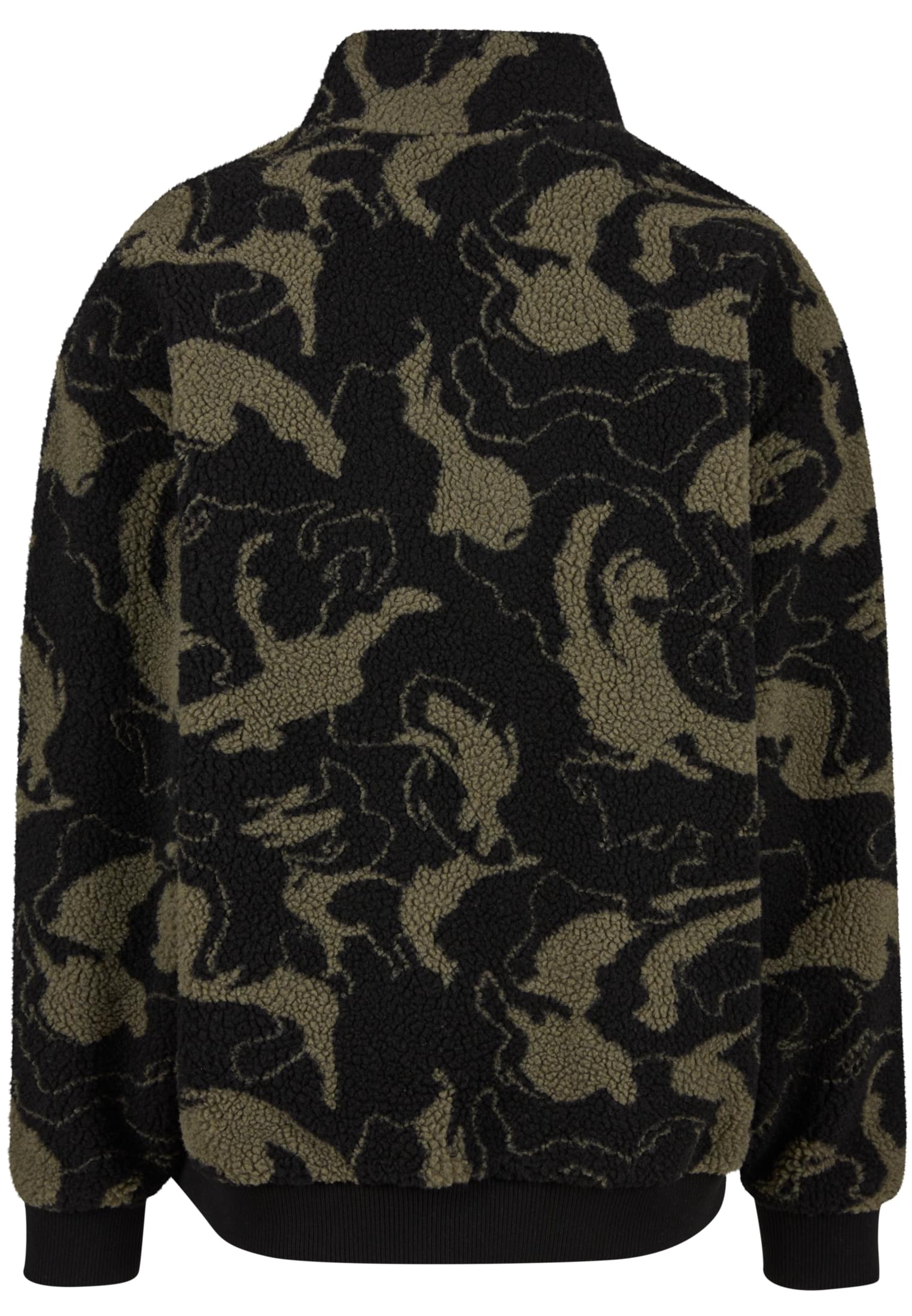 Oversized Pattern Teddy Troyer με Τσέπη Μισού Φερμουάρ Tb8024-21221 Urban Classics Oliveswirl ανδρικά Μπουφάν Simple Wear