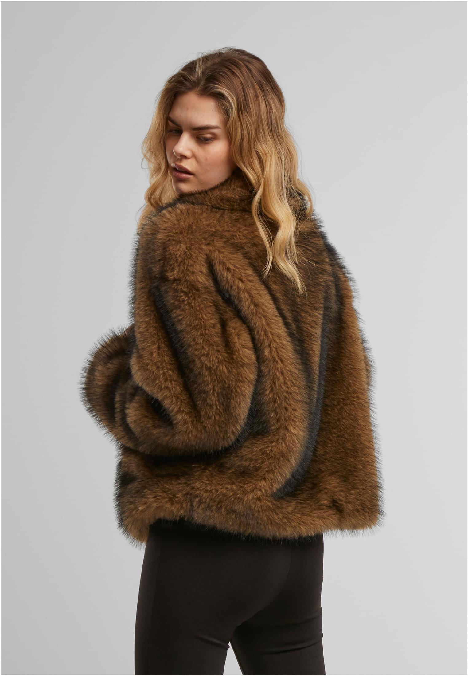 Γυναικείο κοντό μπουφάν Faux Fur Jacket με ζεστό υλικό TB8120-01591 Urban Classics brown/black