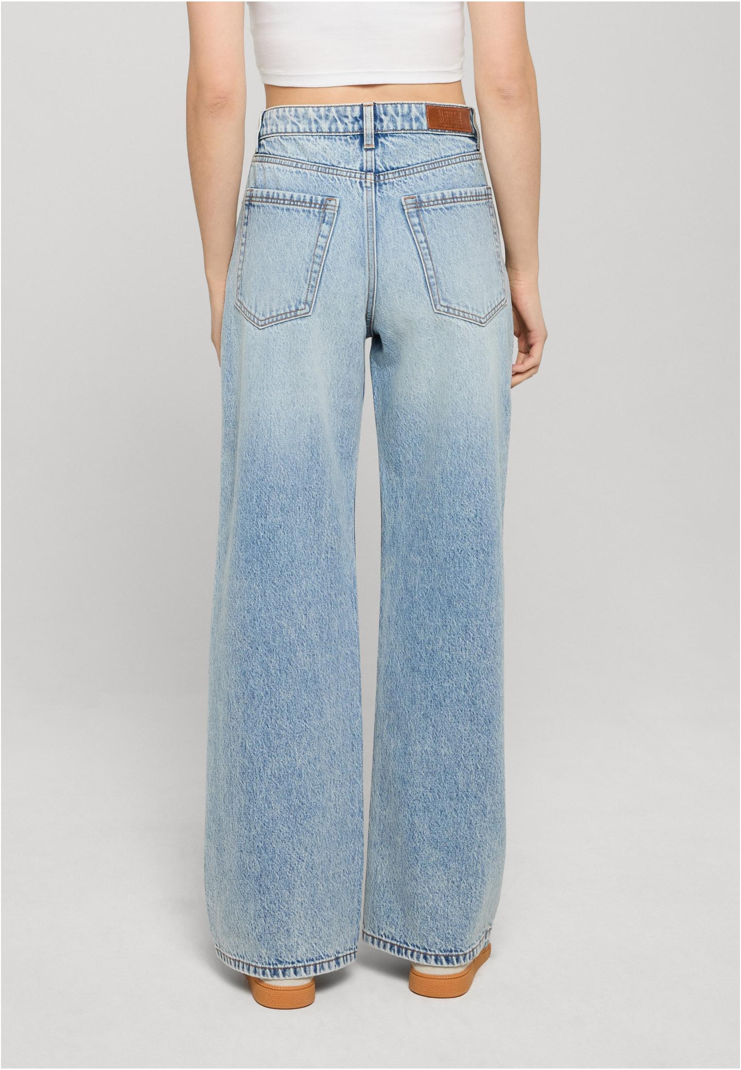 Γυναικεία τζιν φαρδιάς γραμμής Ladies Regular Wide Leg με vintage αίσθηση TB8141-21546 Urban Classics dirty light blue acid washed