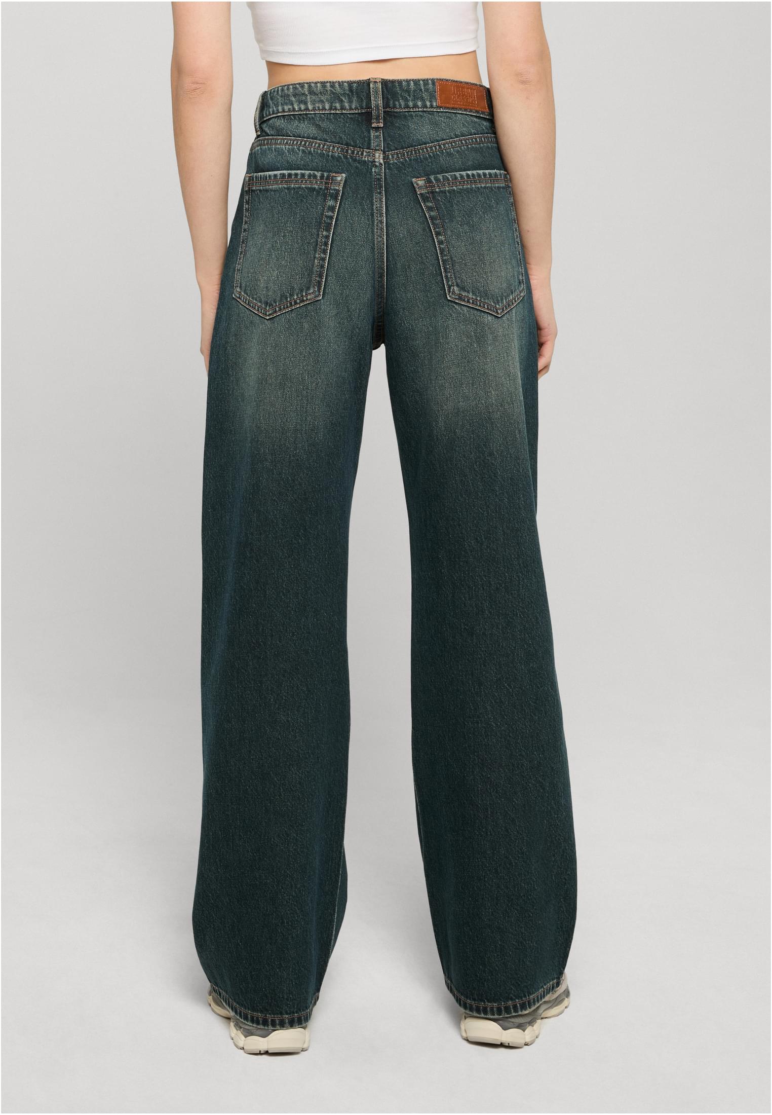Γυναικεία τζιν φαρδιάς γραμμής Ladies Regular Wide Leg με vintage αίσθηση TB8141-21547 Urban Classics deep mid blue dirty washed