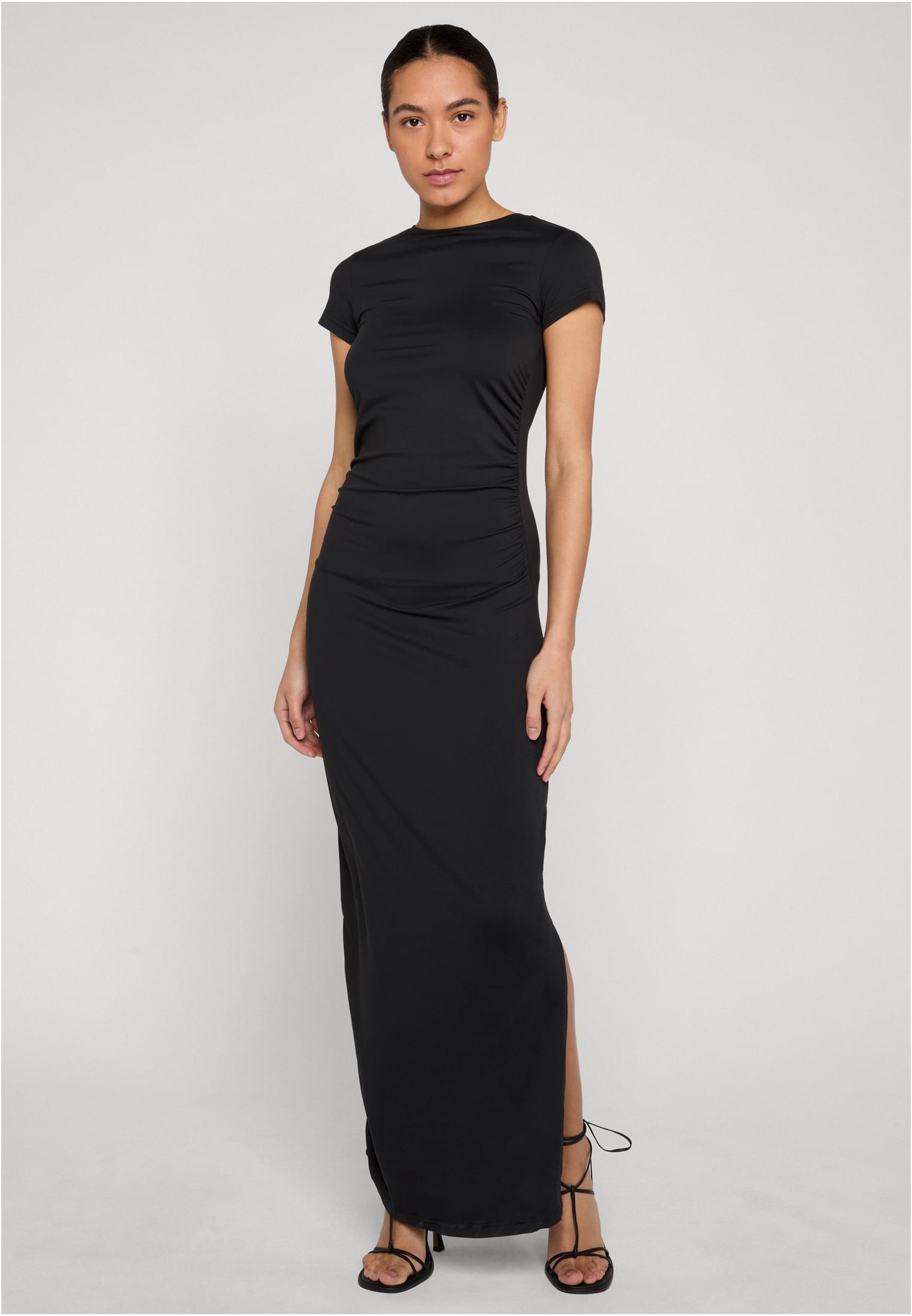 Μακρύ εφαρμοστό φόρεμα Ladies Long Stretch Jersey με ρέον ύφασμα TB8149-00007 Urban Classics black