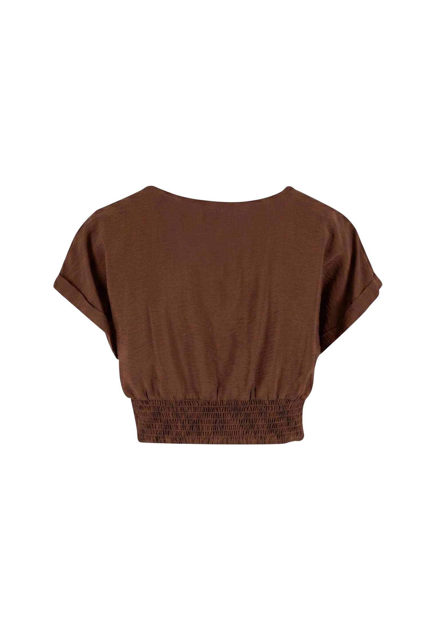 Γυναικεία Μπλούζα Knotted V-Neck Top με Κόμπο Λεπτομέρεια Tb8277-21859 Urban Classics Cinnamonbrown γυναικεία Μπλούζες Simple Wear