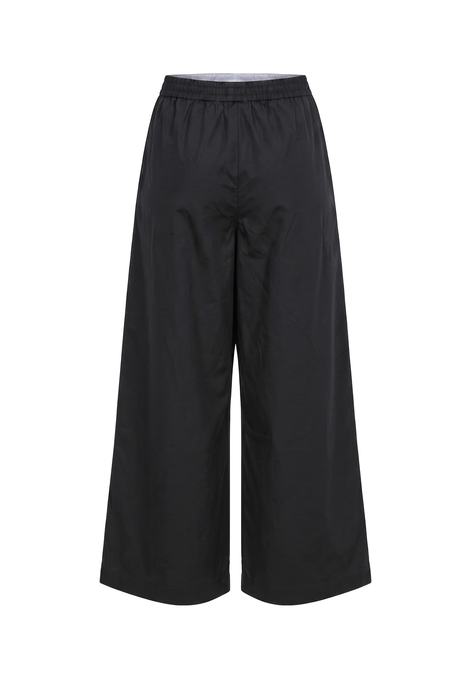 Φαρδιές Cropped Παντελόνες Ladies Popeline με Ελαστική Μέση Tb8279-00007 Urban Classics Black γυναικεία Παντελόνια Simple Wear