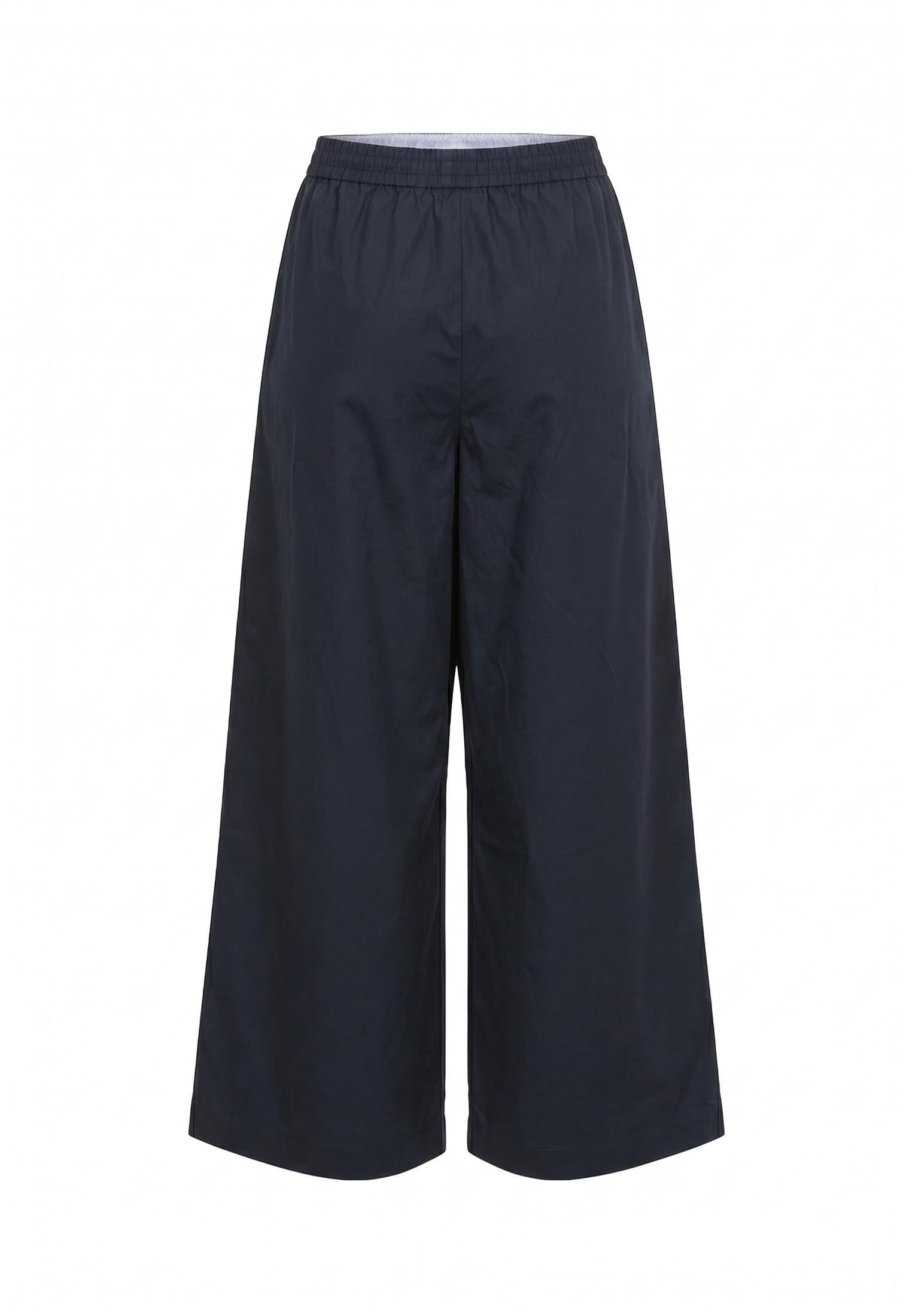 Φαρδιές Cropped Παντελόνες Ladies Popeline με Ελαστική Μέση Tb8279-00155 Urban Classics Navy γυναικεία Παντελόνια Simple Wear
