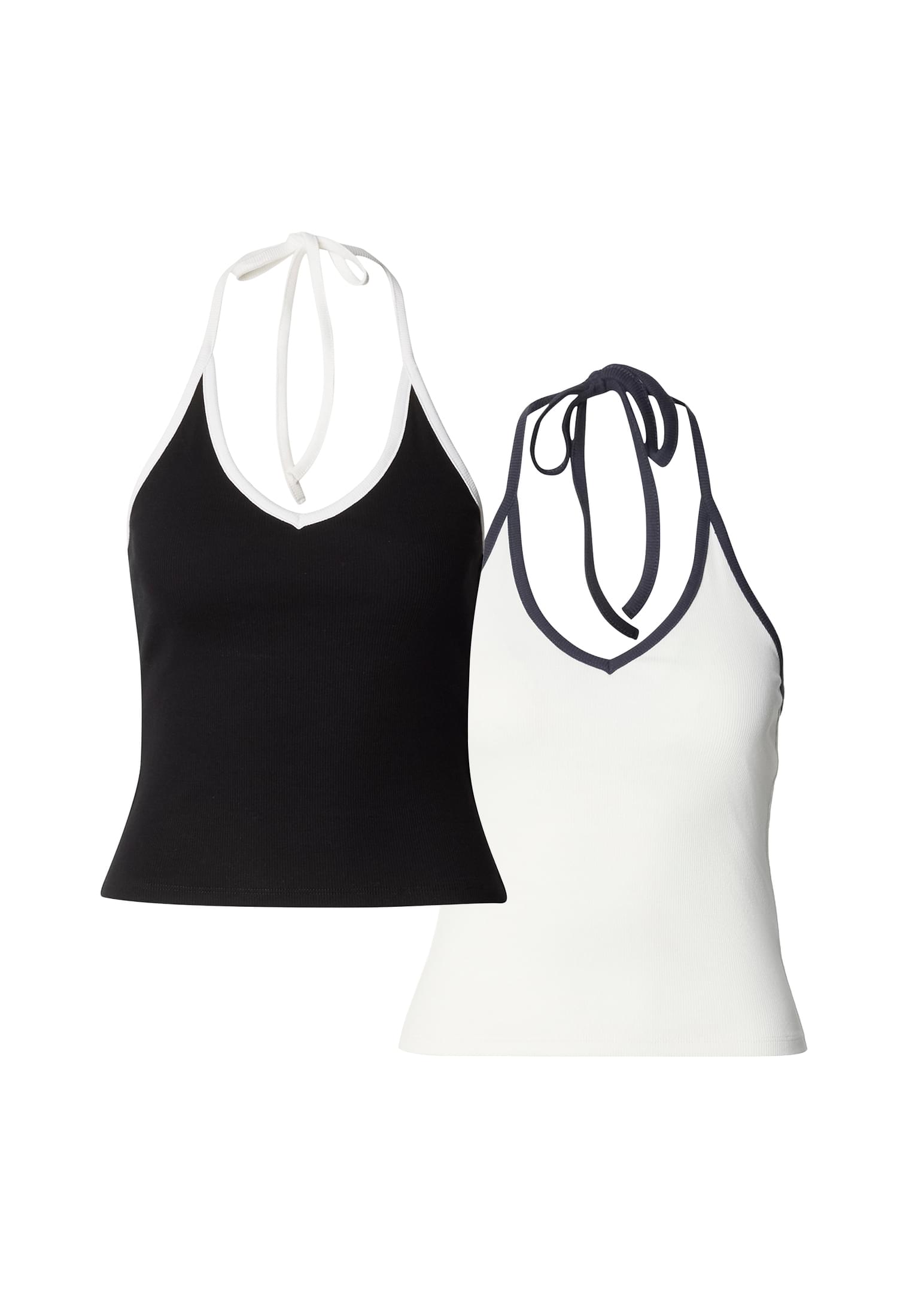 Γυναικείο Τοπ Contrast Piping Neckholder Top 2-Pack με Λεπτές Τιράντες Tb8352A-20671 Urban Classics Black+Offwhite γυναικεία Μπλούζες Simple Wear