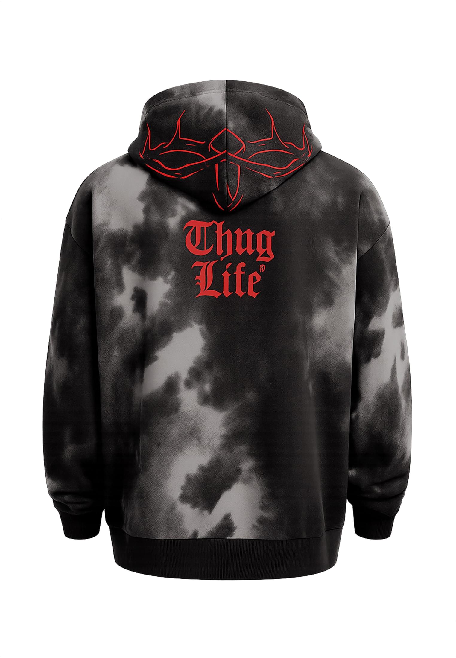 Hoodie Sky με Oversized Σιλουέτα Και Bold Graphic Tlhd200-01198 Thug Life Black Grey ανδρικά Φούτερ Simple Wear