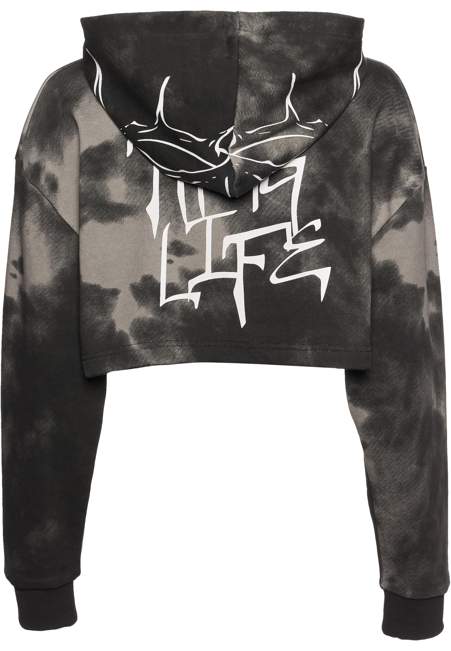 Cropped Hoodie Sky με Σχέδιο Μπροστά Και Κουκούλα Tllhd1016-01198 Thug Life Black Grey γυναικεία Φούτερ Simple Wear