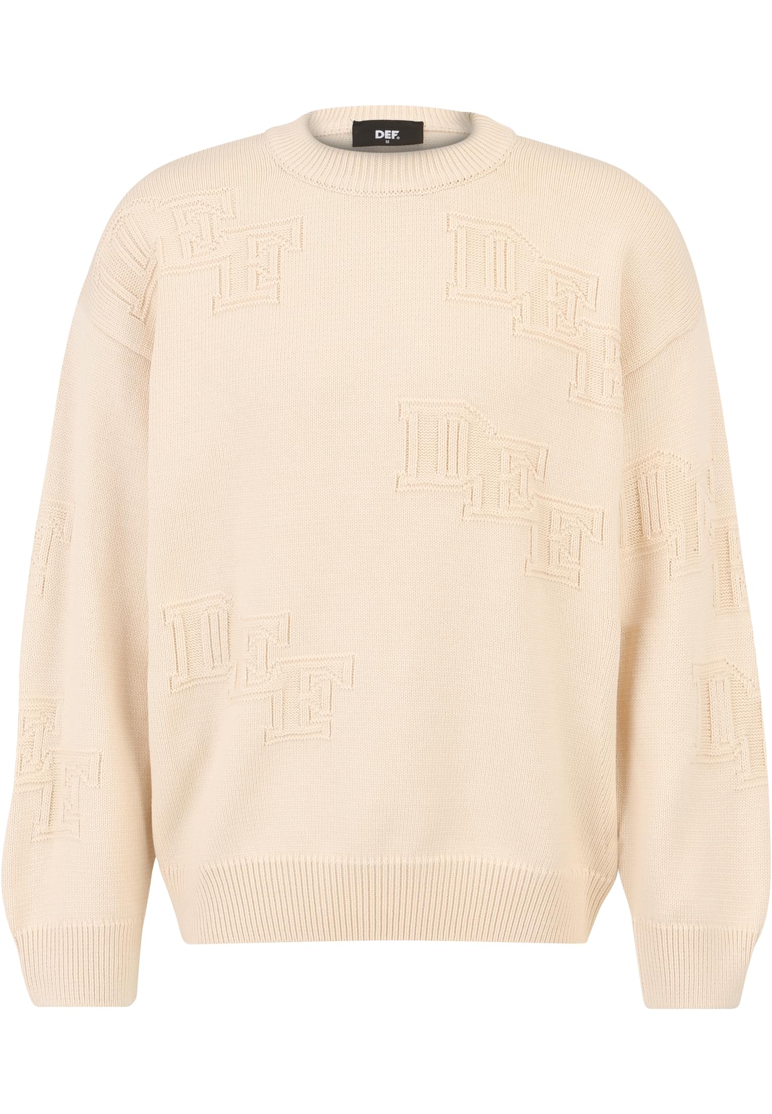 Άνετο Πουλόβερ Knit Crewneck με Ανάγλυφο Λογότυπο Dfcn146-00208 Def Sand ανδρικά Simple Wear