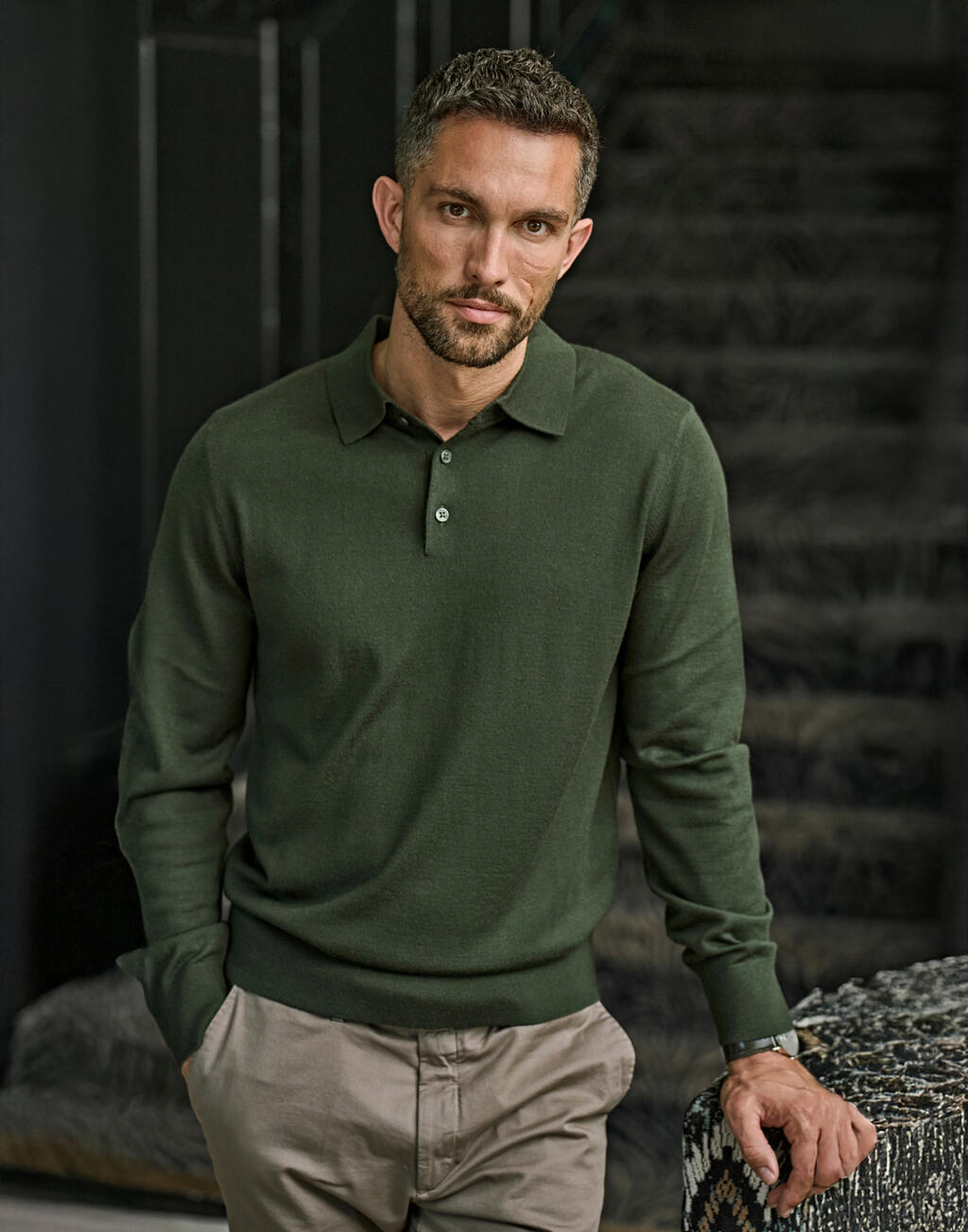 Πλεκτό Πουκάμισο Polo Knit με Άνετη Εφαρμογή 6002 Tee Jays Mocha ανδρικά Μπλούζες Simple Wear