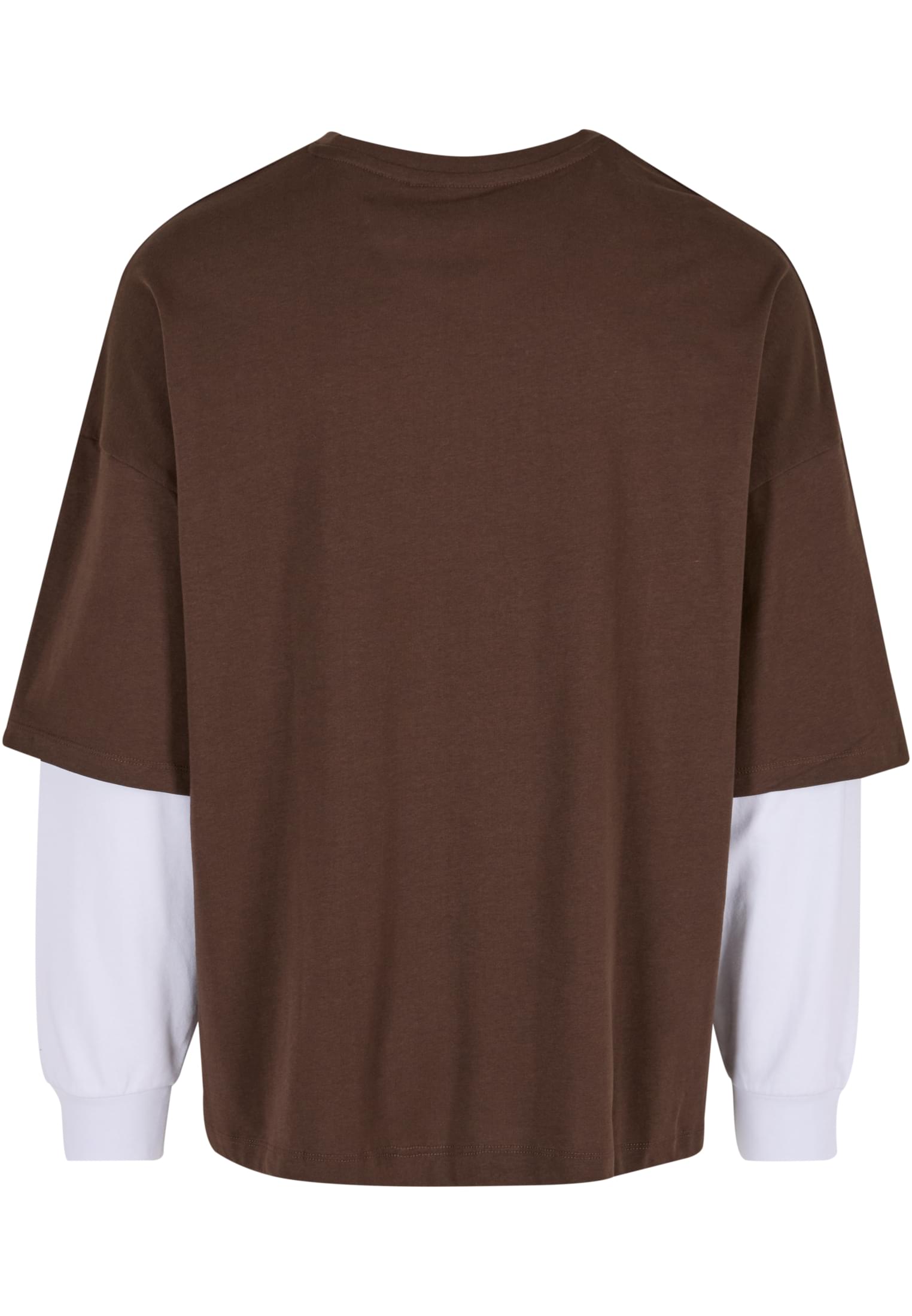 Φαρδύ Μπλουζάκι Def Double Longsleeves με 2-Σε-1 Εμφάνιση Dfls029-21368 Chocolatebrown Brightwhite ανδρικά Basic T-Shirts Simple Wear Μπλουζάκια 