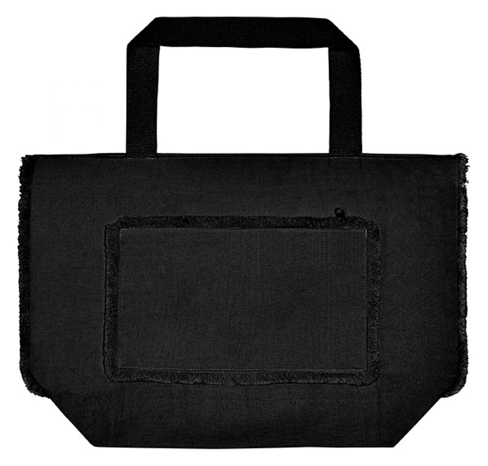 Τσάντα Παραλίας με Ξέφτια Tahiti U-Bag Black Είδη Ταξιδιου Τσάντες Simple Wear