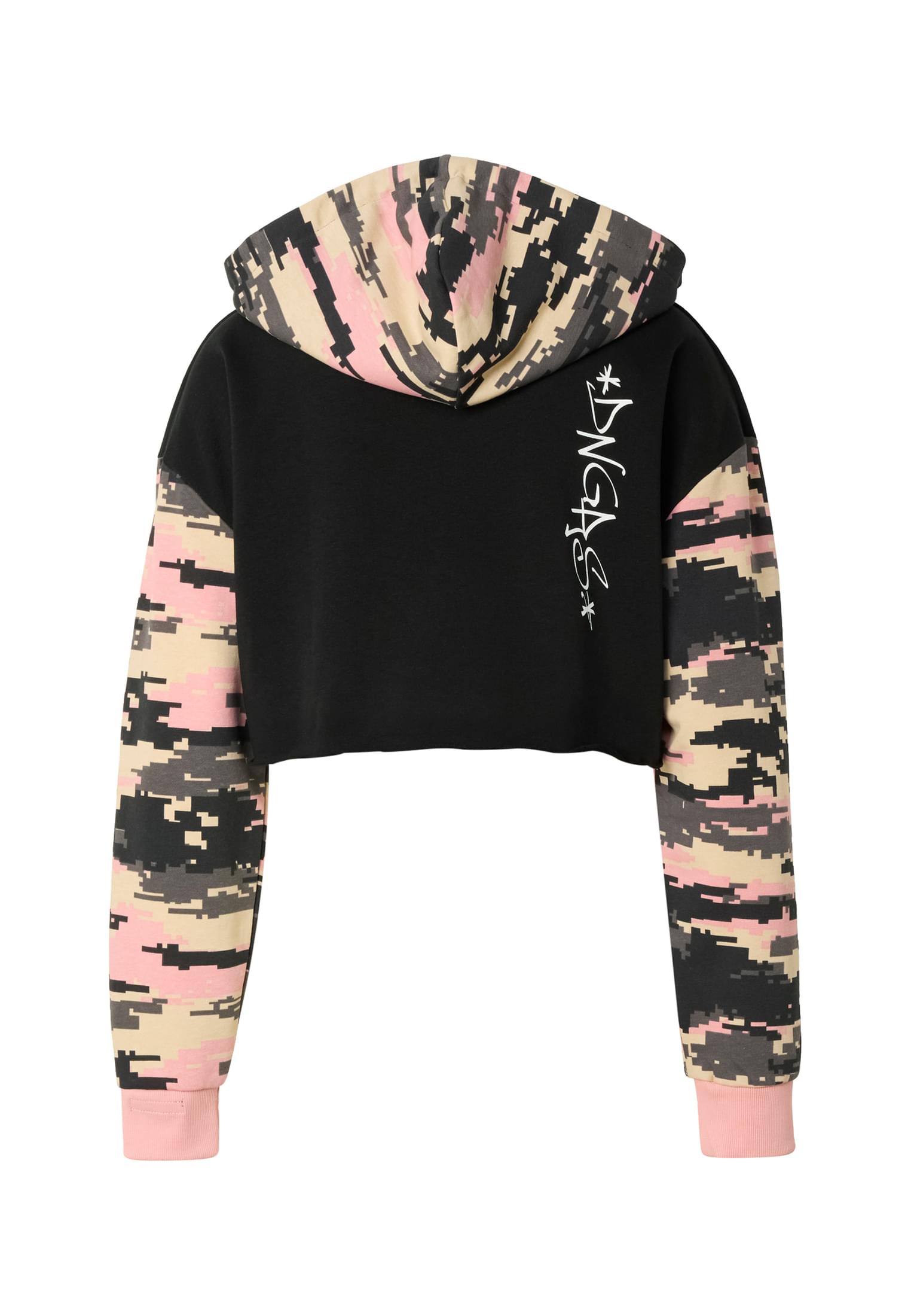Hoodie Ecstatic με Cropped Κόψιμο Και Εντυπωσιακά Σχέδια Dlhd139-17103 Dangerous Dngrs Black Pixelcamouflage γυναικεία Φούτερ Simple Wear