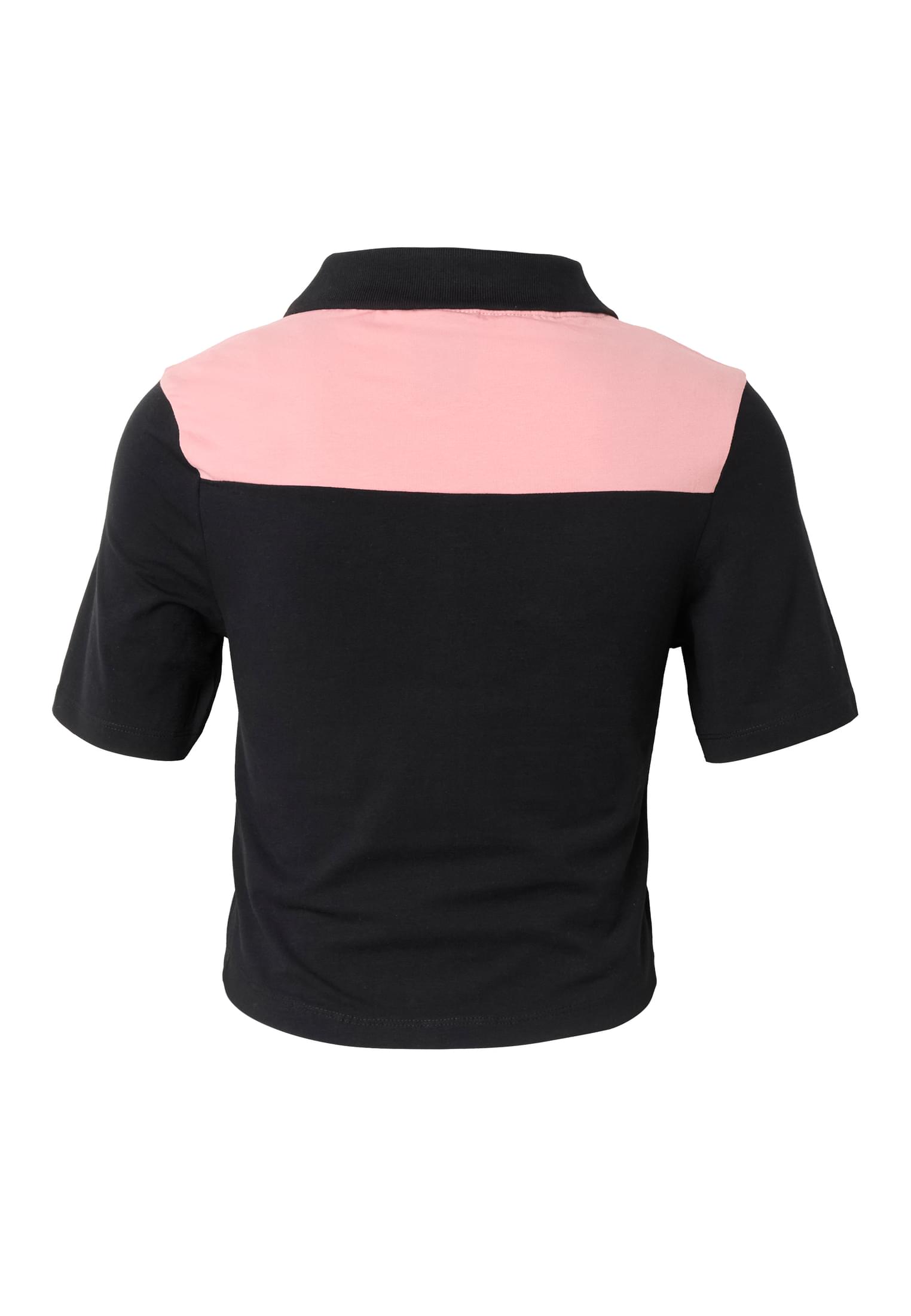 Cropped Polo Shirt Zippy με Τολμηρές Εκτυπώσεις Λογότυπου Dlts137-03973 Dangerous Dngrs Black Pink γυναικεία Μπλούζες Simple Wear