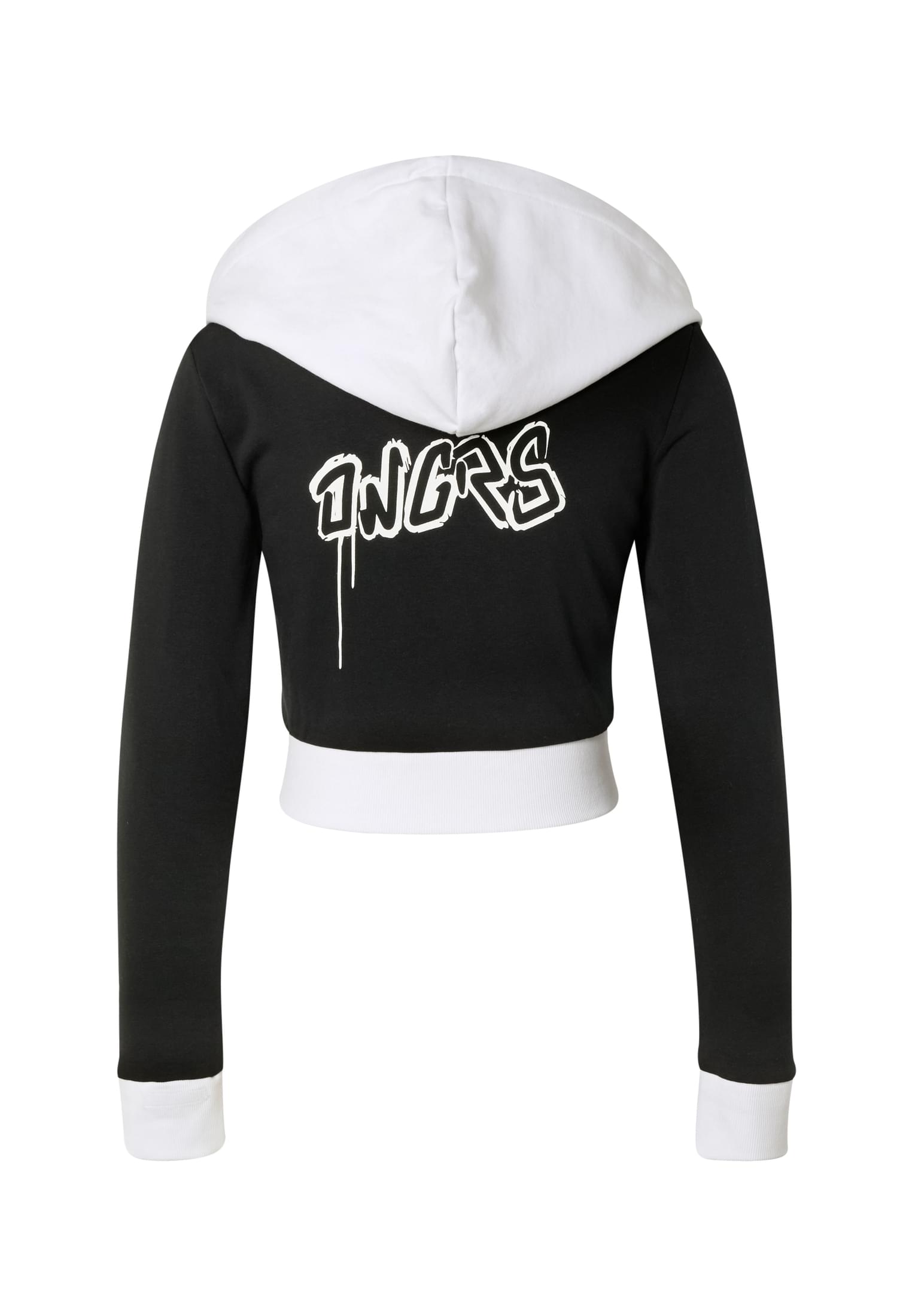 Cropped Zip-Up Hoodie Obscure με Ψηφιακό Καμουφλάζ Dlzh025-00826 Dangerous Dngrs Black White γυναικεία Φούτερ Simple Wear