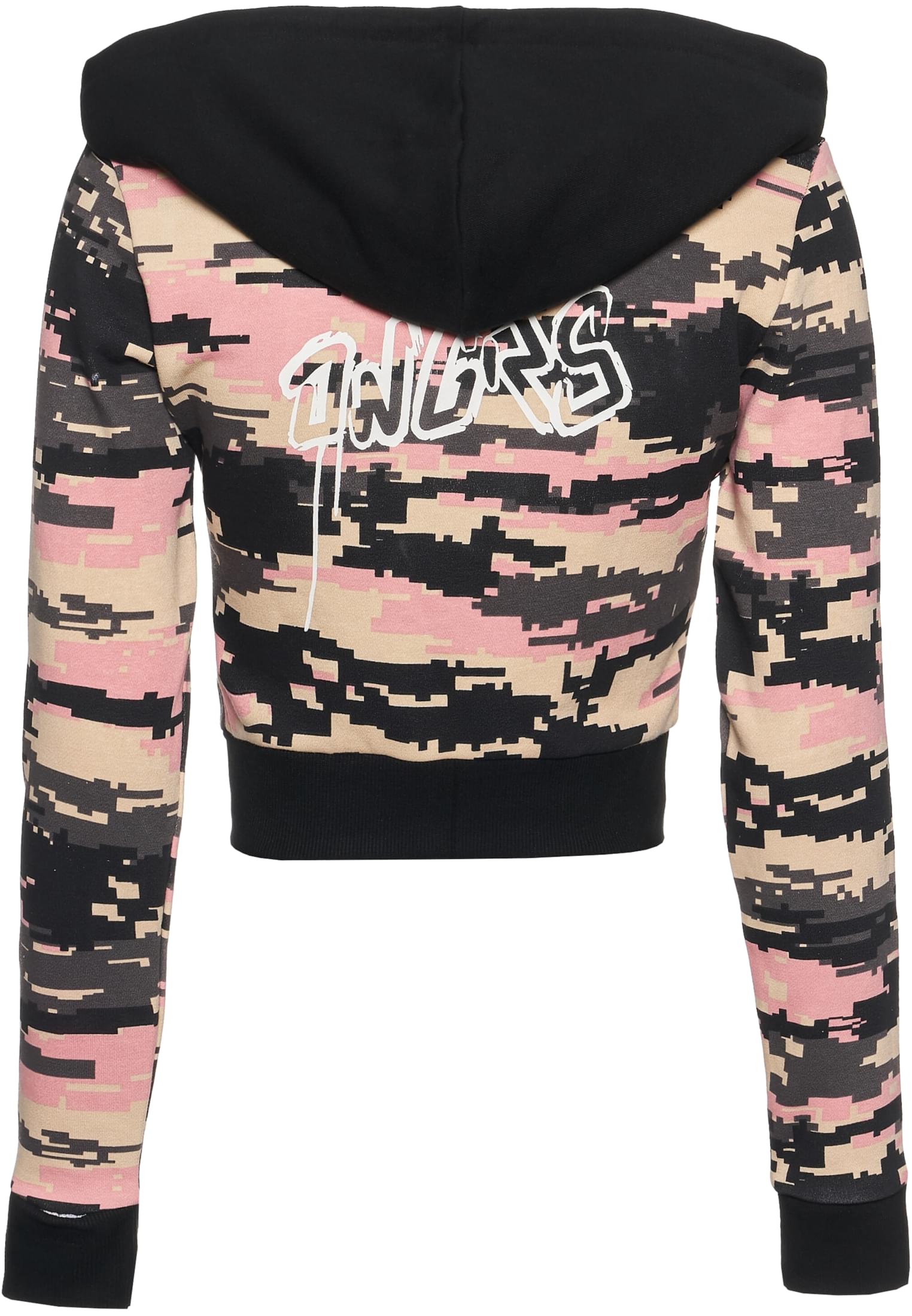 Cropped Zip-Up Hoodie Obscure με Ψηφιακό Καμουφλάζ Dlzh025-17103 Dangerous Dngrs Black Pixelcamouflage γυναικεία Φούτερ Simple Wear