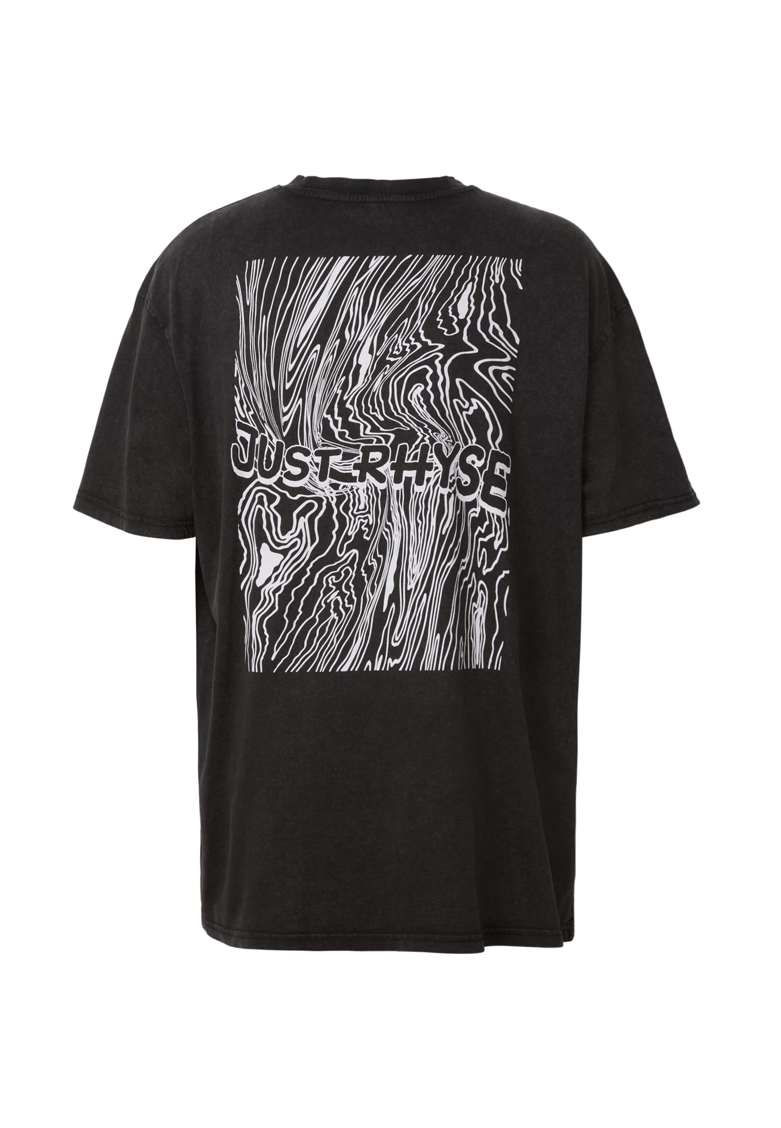 Άνετο T-Shirt Blurred με Oversized Γραμμή Jrts732T-00007 Just Rhyse Black ανδρικά Basic T-Shirts Simple Wear Μπλουζάκια κοντομάνικα