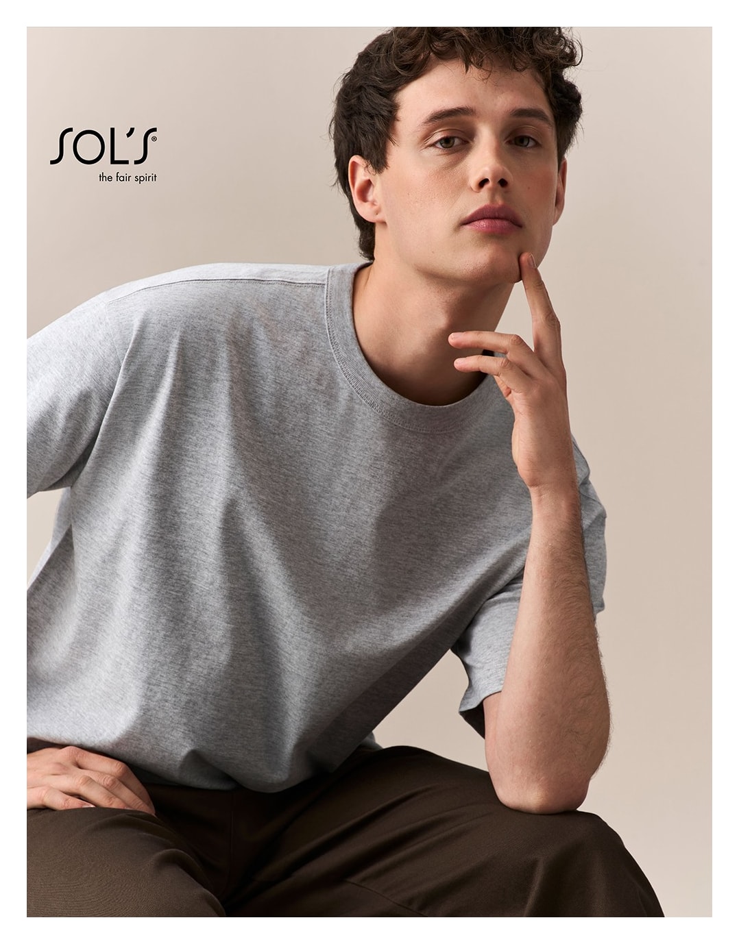 Ανδρικό Oversized T-Shirt Boxy Men - 03806 Sols L Grey Melange ανδρικά Basic T-Shirts Simple Wear Μπλουζάκια κοντομάνικα