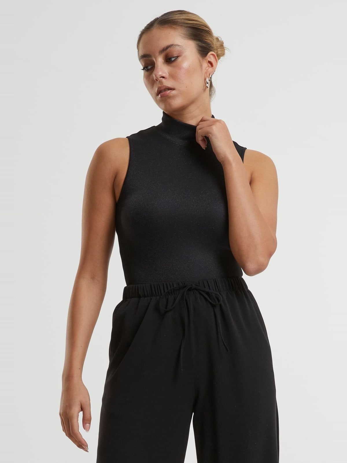 Ladies Glitter High Neck Body με γυαλιστερή υφή TB6993-00007 Urban Classics black
