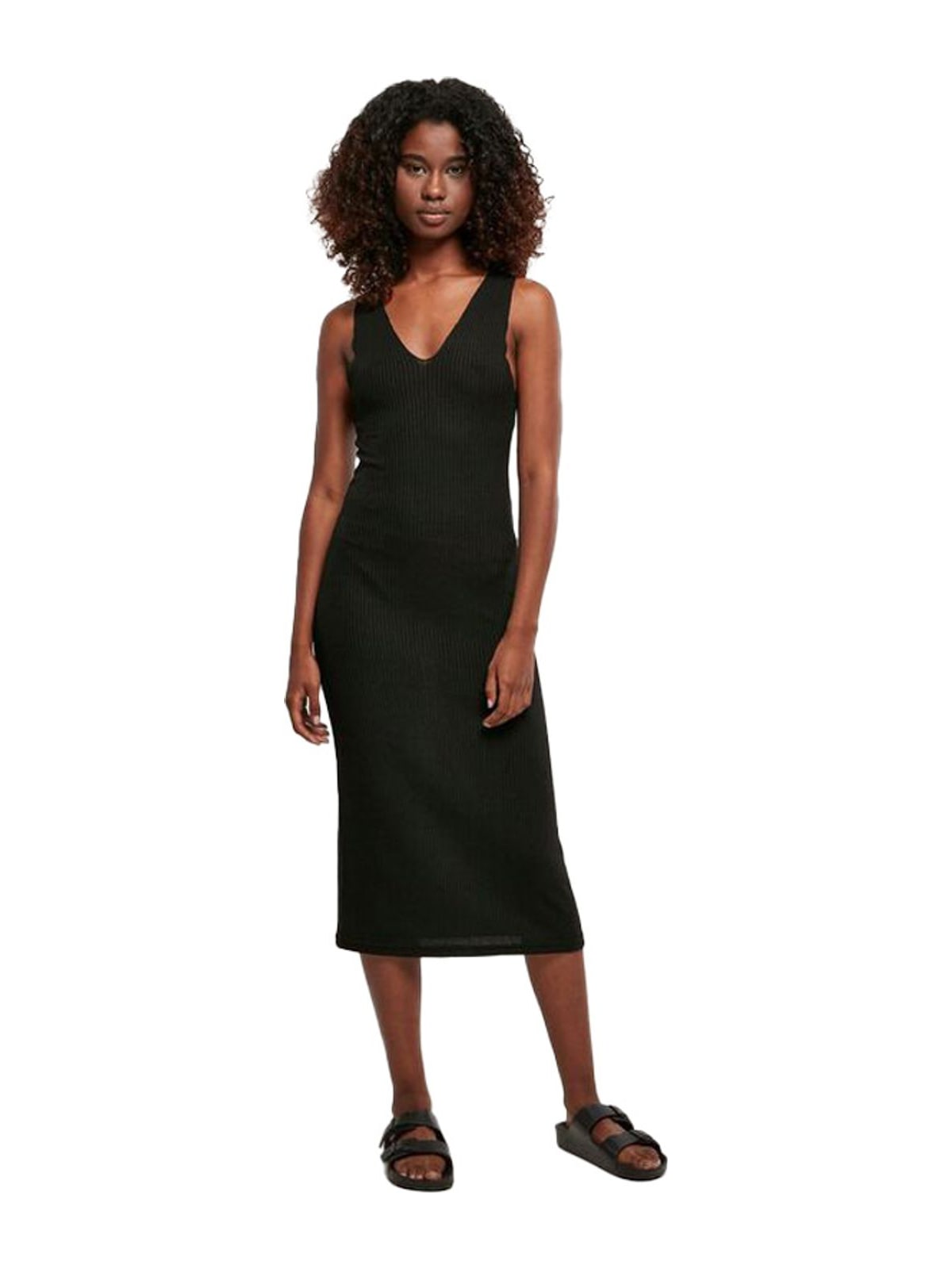 Γυναικείο Midi Αμάνικο Φόρεμα Rib TB4782 Urban Classics Black