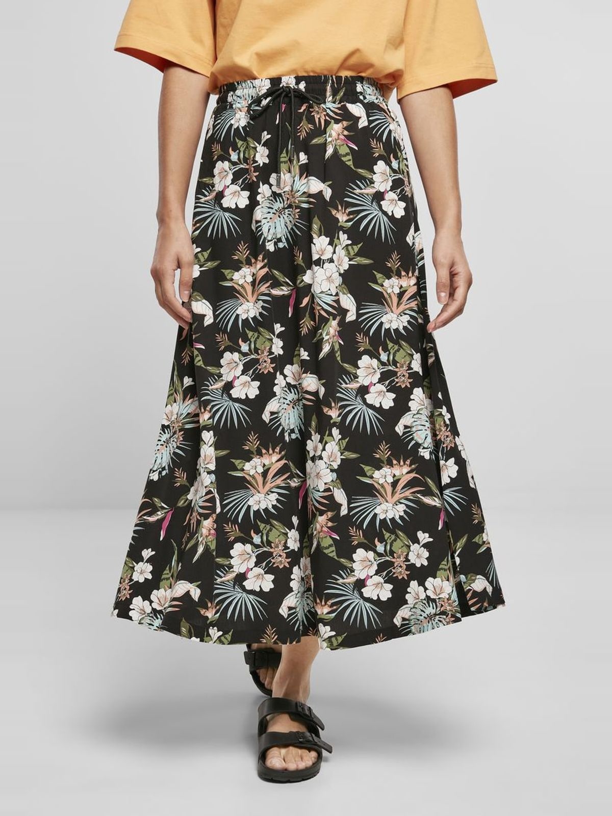 Γυναικεία Midi Φούστα Βισκόζη TB4099 Urban Classics Black Tropical