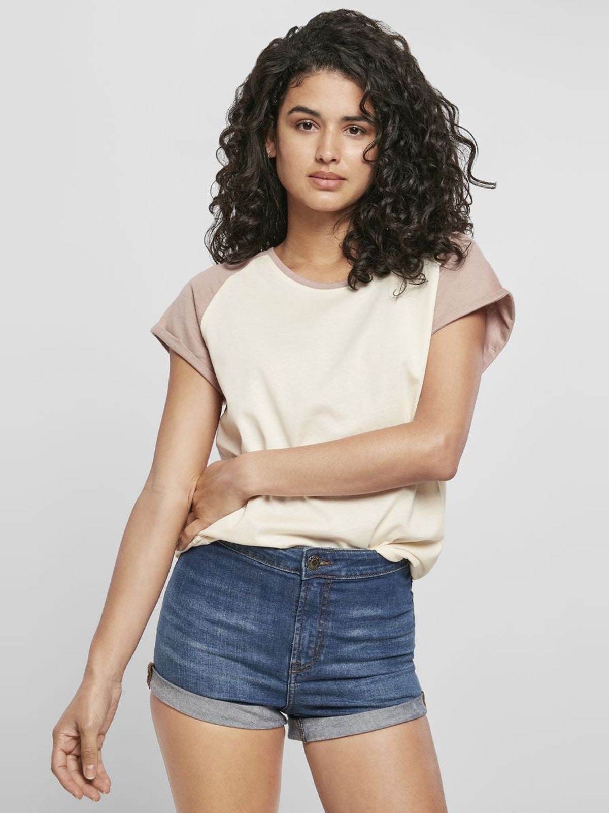 Γυναικείο T-Shirt Contrast Raglan TB1913 Urban Classics White Sand/Dusk Rose