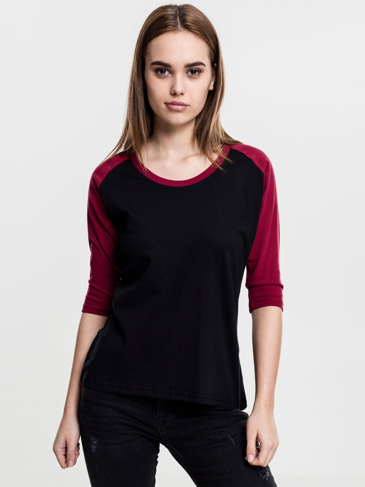 Γυναικεία Μπλούζα 3/4 Contrast Raglan Tee TB733 Urban Classics Black/Burgundy