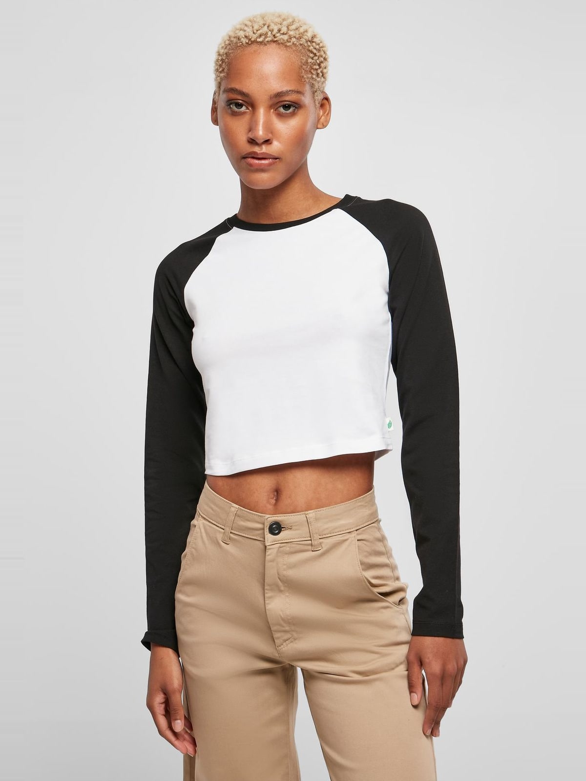 Γυναικεία Μακρυμάνικη Μπλούζα Cropped TB5471 Urban Classics White/Black