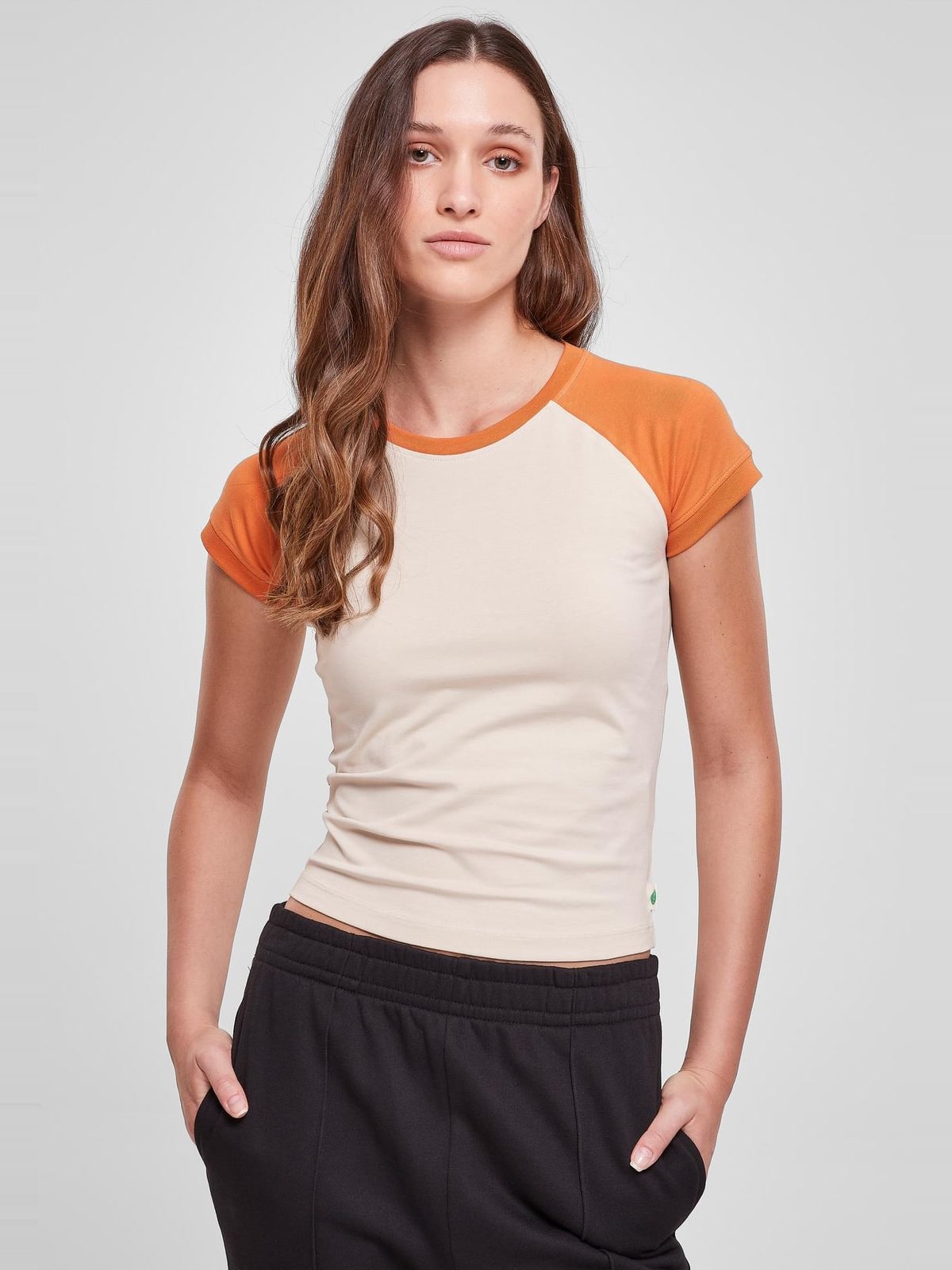 Γυναικείο T-shirt TB5075-04431 Urban Classics Retro Baseball Tee Softseagrass/Vintageorange
