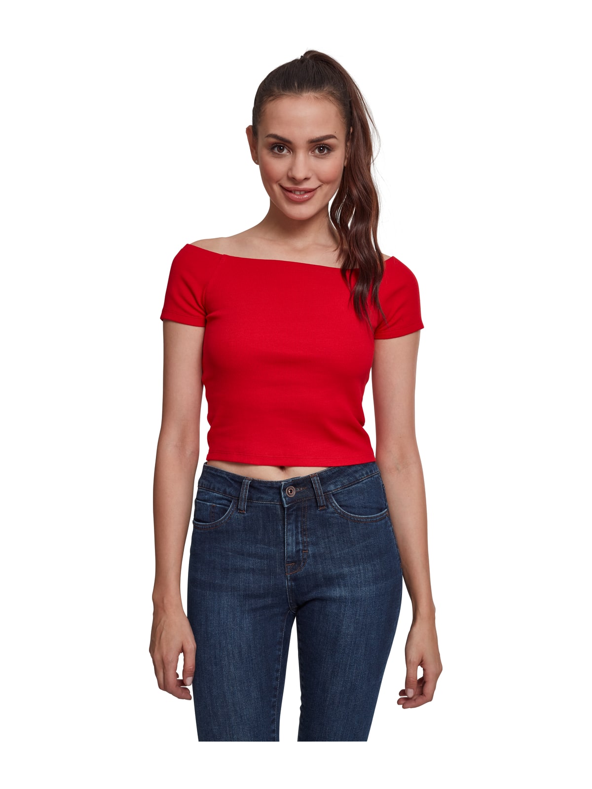 Γυναικείο T-Shirt TB1500 Urban Classics με Ανοιχτούς Ώμους Fire Red