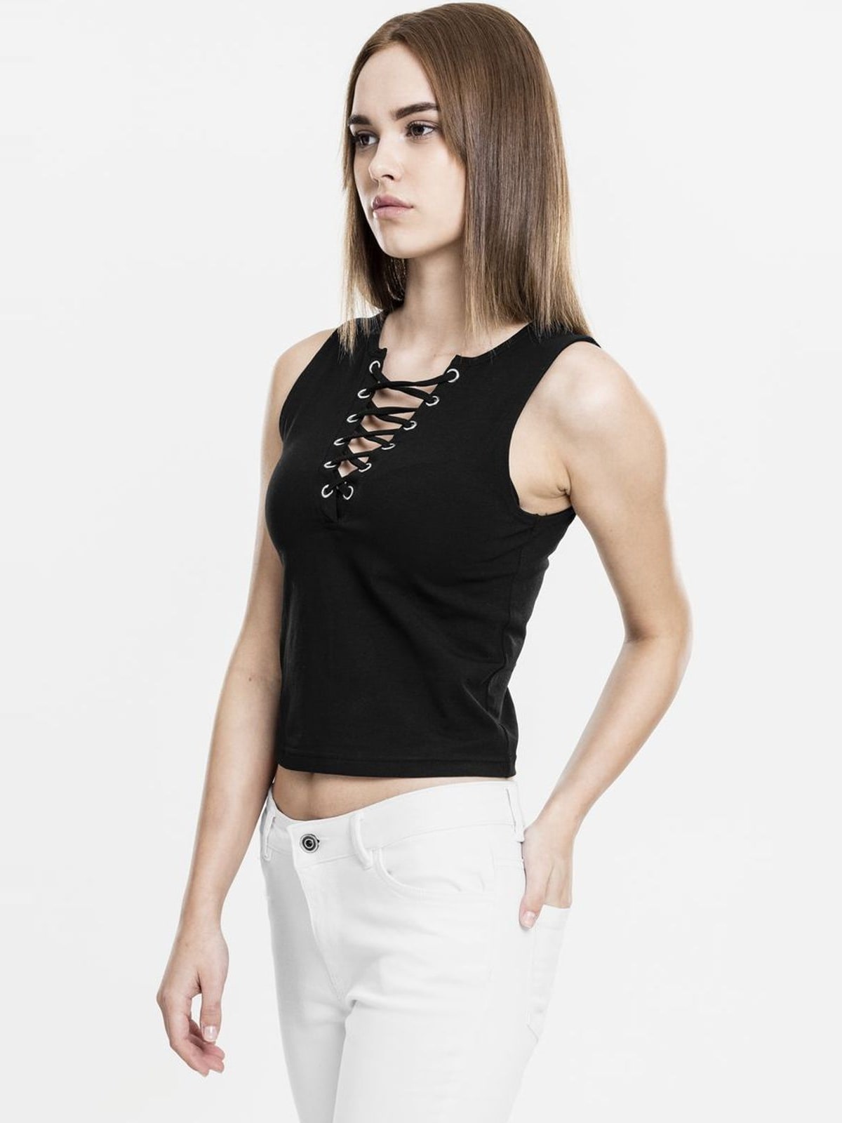 Γυναικείο top Cropped με κορδόνια Urban Classics TB1631 Black