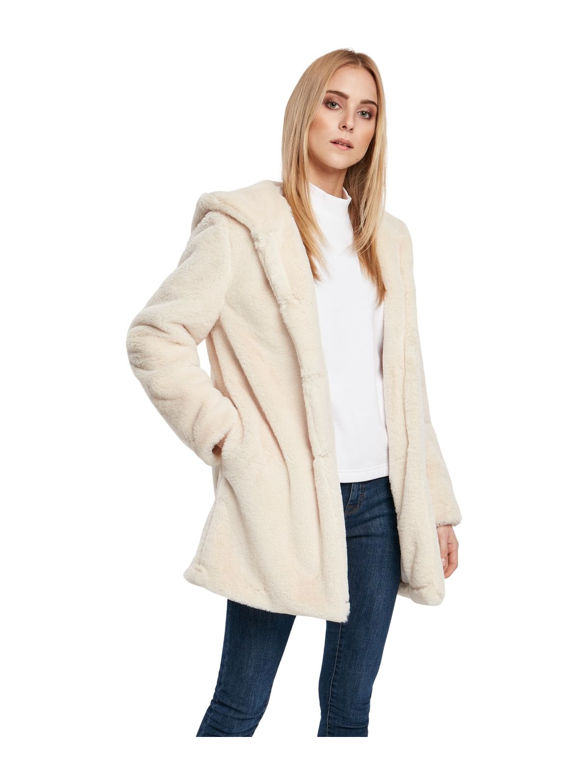 Παλτό με κουκούλα Τeddy TB2375 Urban Classics Off White Λευκό