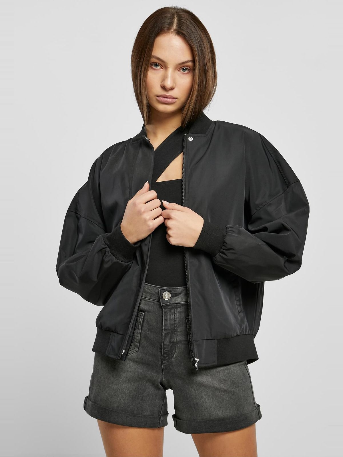 Ladies Recycled Oversized Light Bomber Jacket Urban Classics TB5488-00007 black