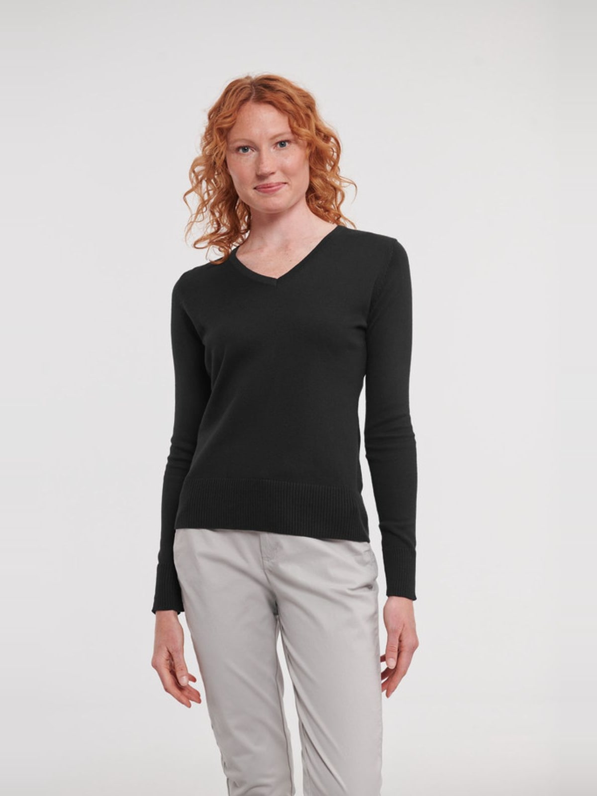 Γυναικείο Πλεκτό Πουλόβερ R-710F-0 Russell V-Neck Black