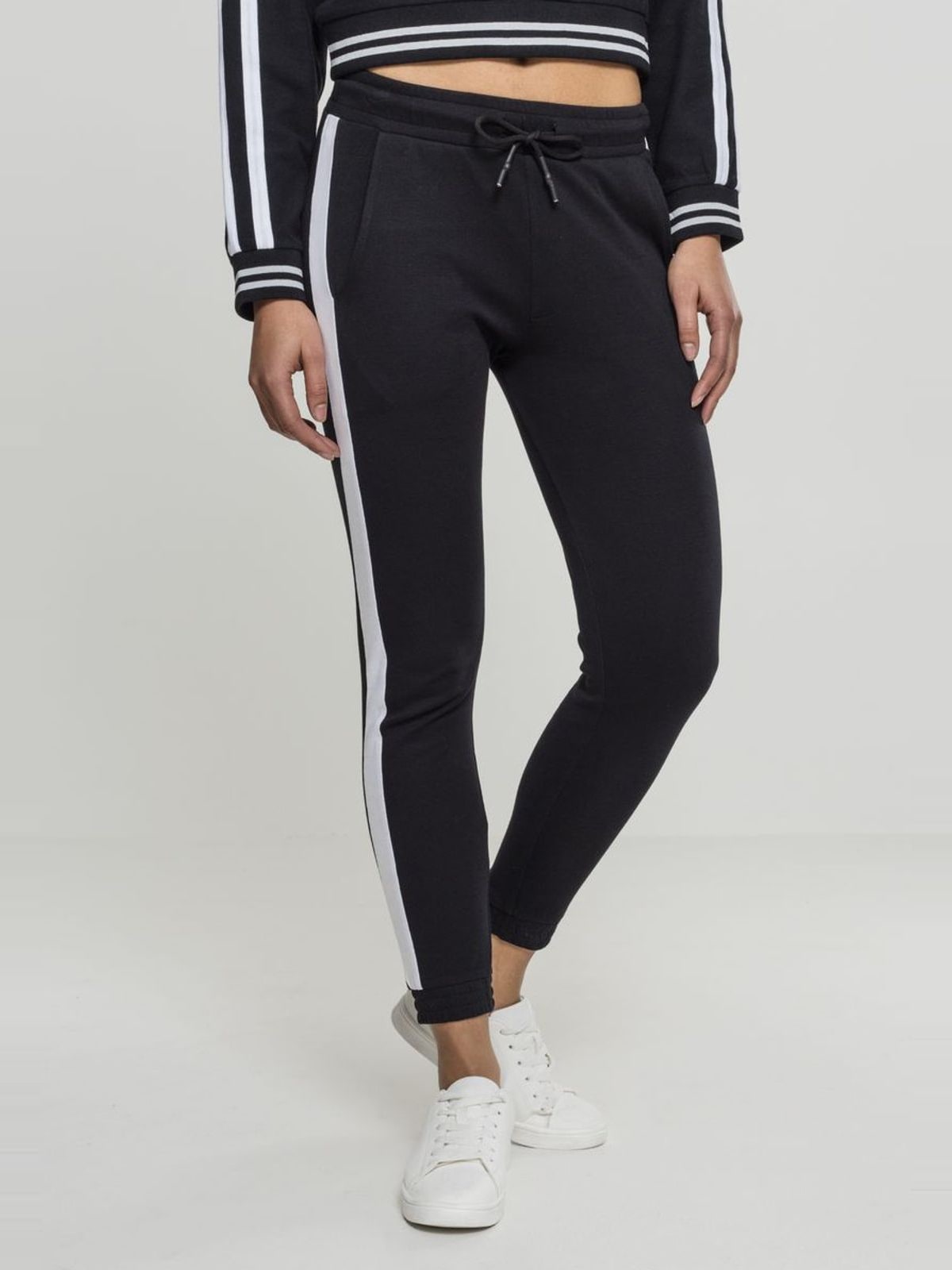 Γυναικεία φόρμα με ρίγα στο πλάι Urban Classics TB1992 Black/White
