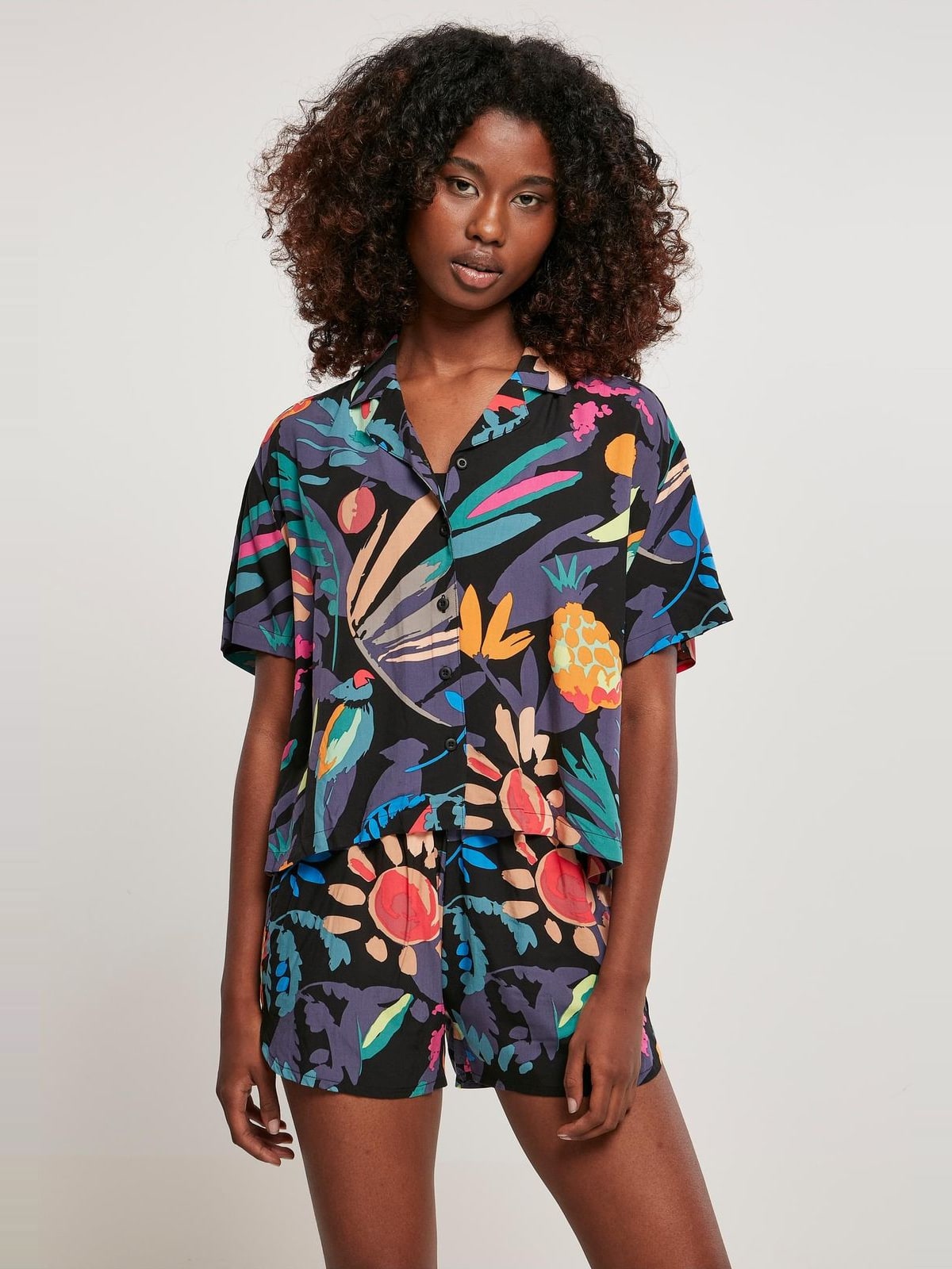 Γυναικείο Πουκάμισο Viscose Resort Shirt TB4365 Urban Classics Black Fruity